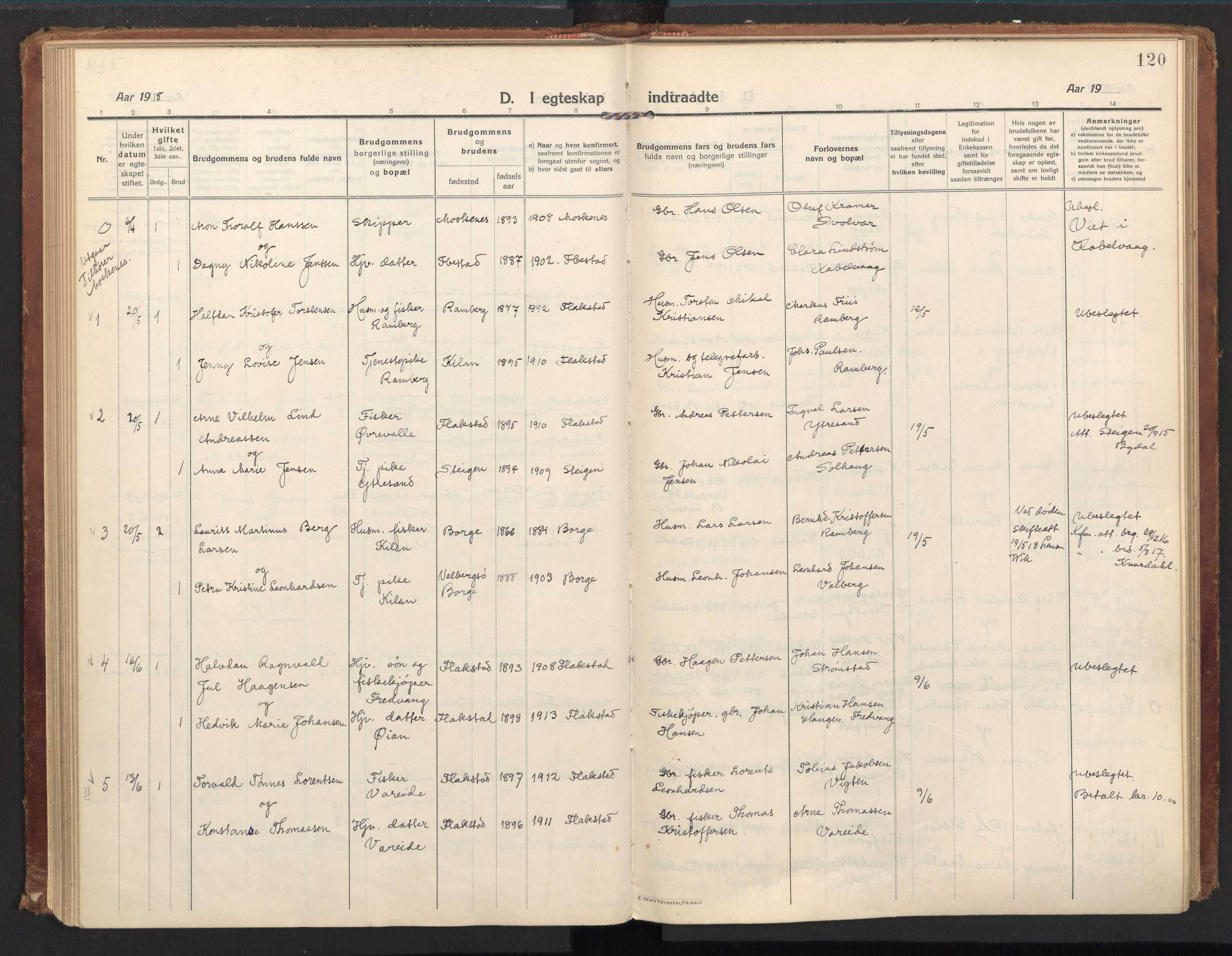 Ministerialprotokoller, klokkerbøker og fødselsregistre - Nordland, AV/SAT-A-1459/885/L1210: Parish register (official) no. 885A10, 1916-1926, p. 120