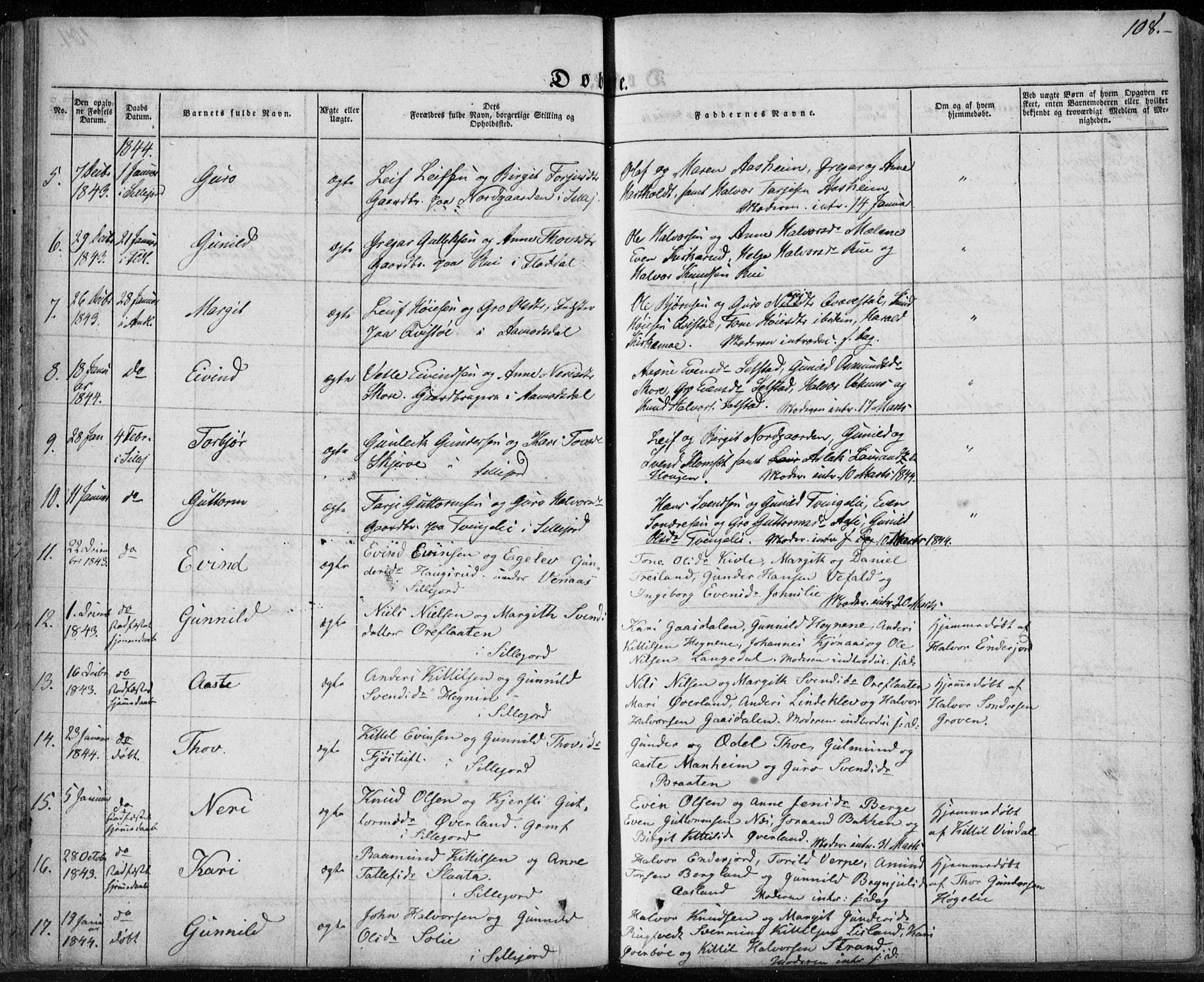 Seljord kirkebøker, SAKO/A-20/F/Fa/L0011: Parish register (official) no. I 11, 1831-1849, p. 108