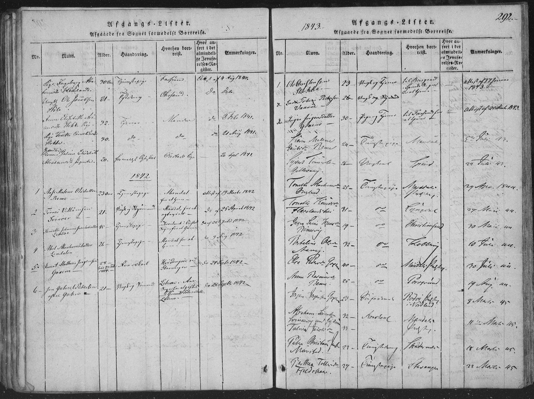 Sør-Audnedal sokneprestkontor, SAK/1111-0039/F/Fa/Faa/L0001: Parish register (official) no. A 1, 1816-1848, p. 292
