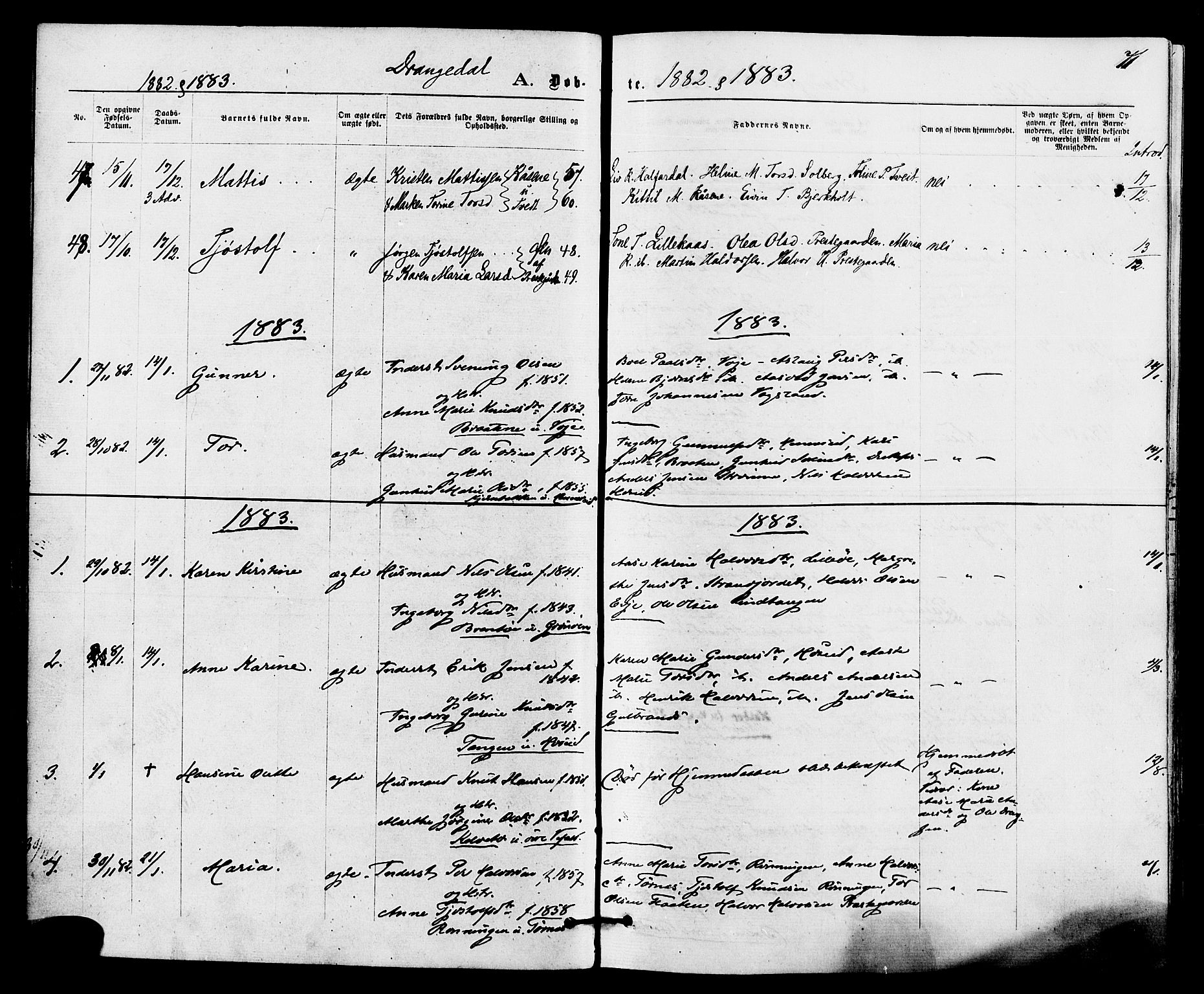 Drangedal kirkebøker, SAKO/A-258/F/Fa/L0009: Parish register (official) no. 9 /1, 1872-1884, p. 71