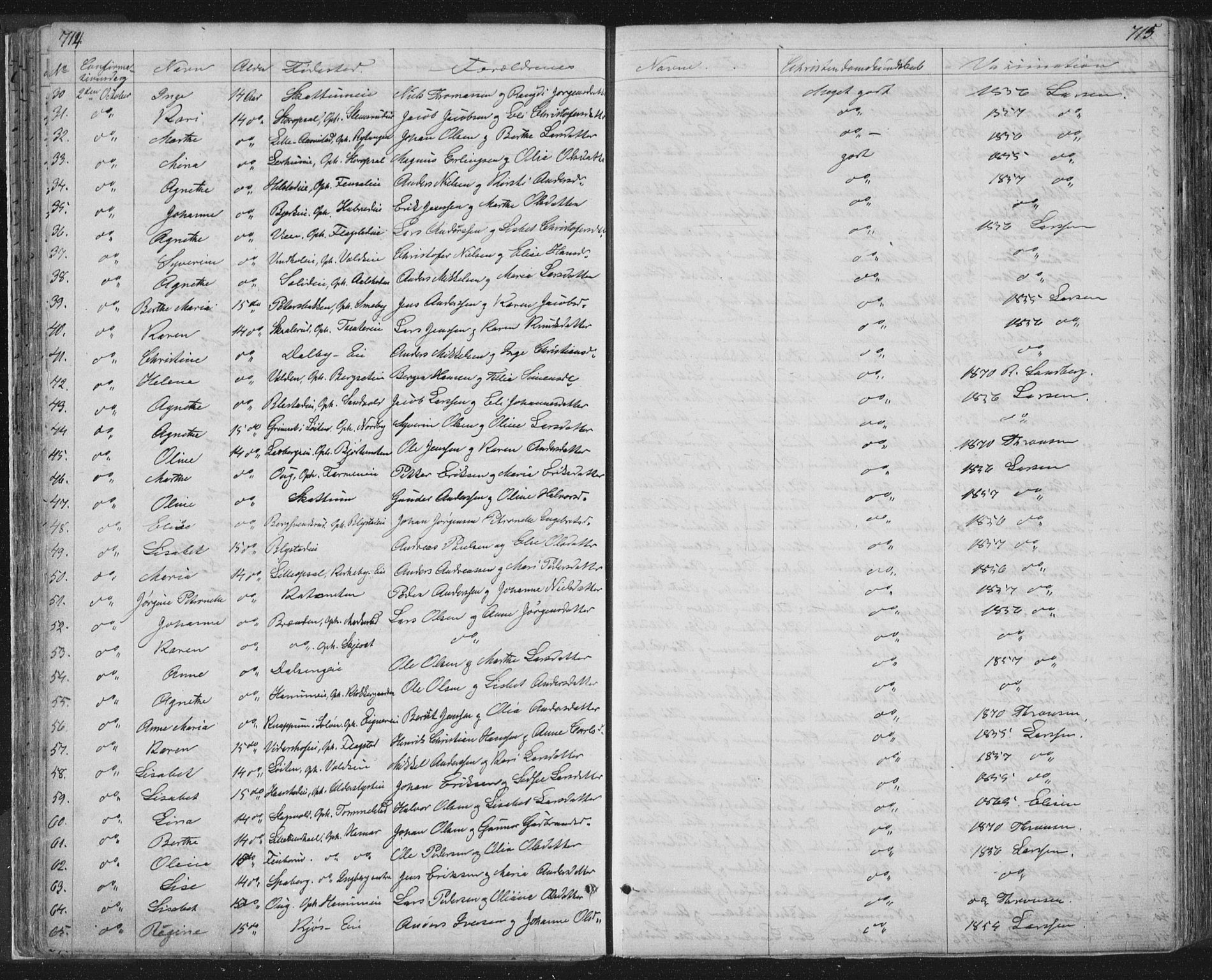 Vang prestekontor, Hedmark, AV/SAH-PREST-008/H/Ha/Hab/L0010B: Parish register (copy) no. 10b, 1854-1896, p. 714-715