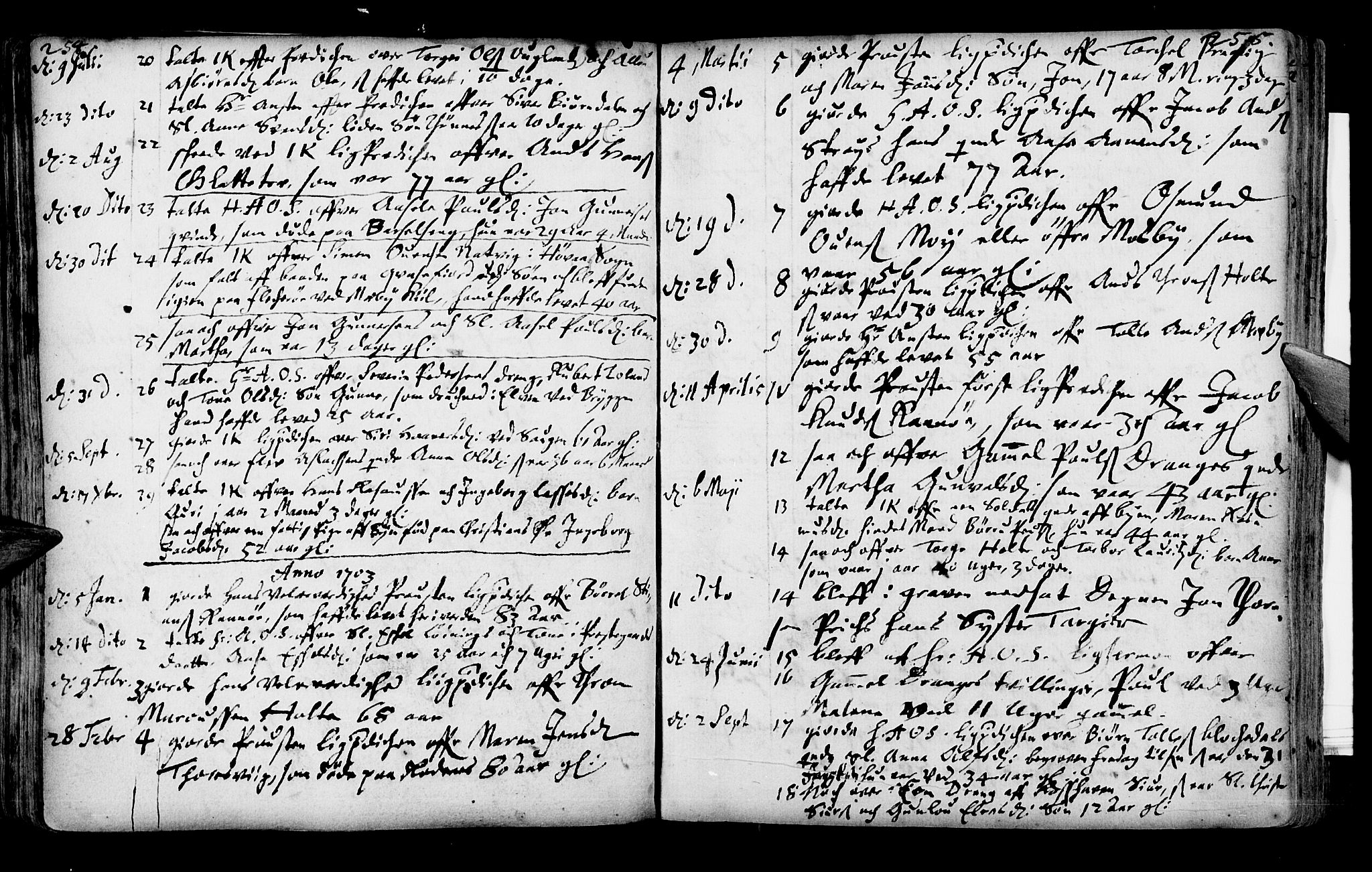Oddernes sokneprestkontor, SAK/1111-0033/F/Fa/Faa/L0001: Parish register (official) no. A 1, 1692-1718, p. 254-255