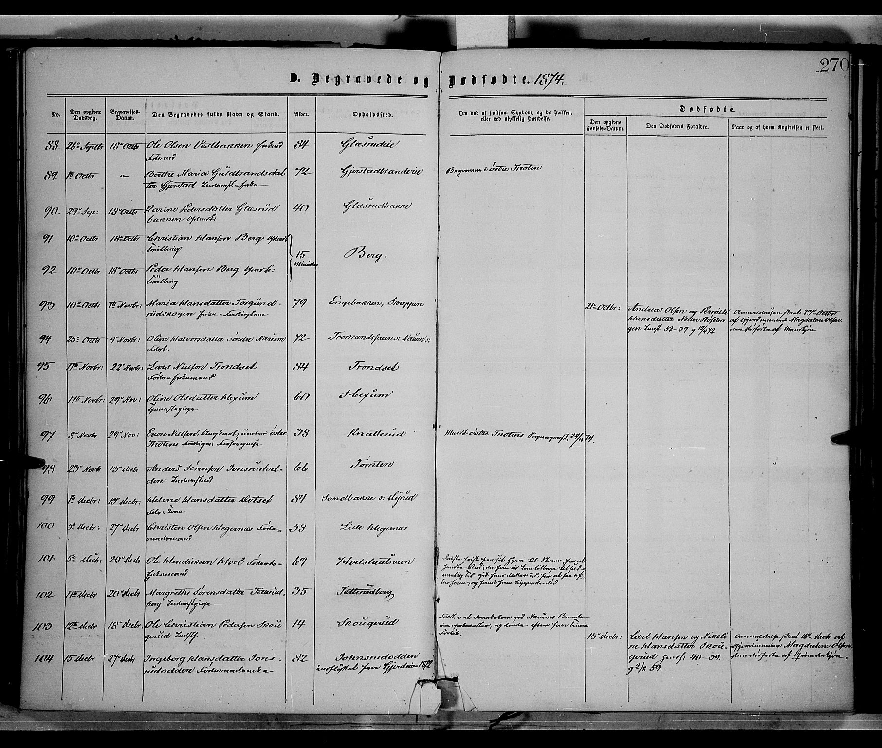 Vestre Toten prestekontor, SAH/PREST-108/H/Ha/Haa/L0008: Parish register (official) no. 8, 1870-1877, p. 270