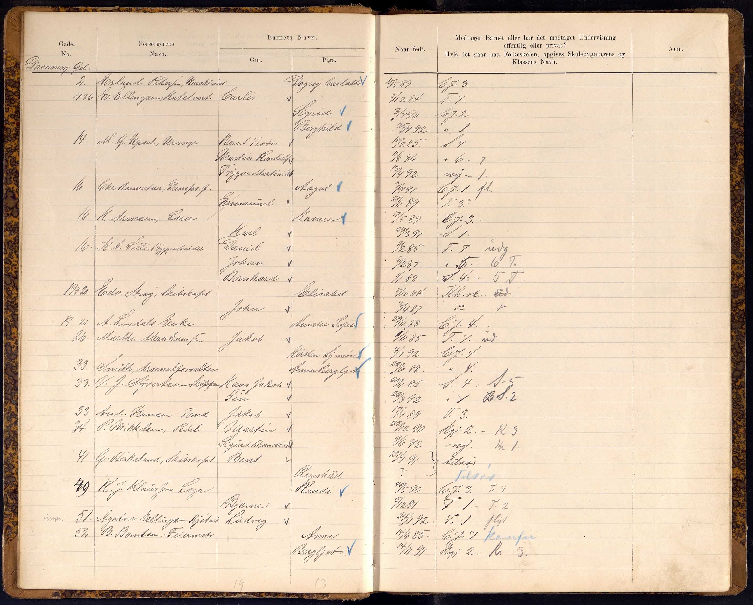 Kristiansand By - Skolekommisjonen/ -Styret, ARKSOR/1001KG510/J/Jb/L0009: Barnetelling, 1899