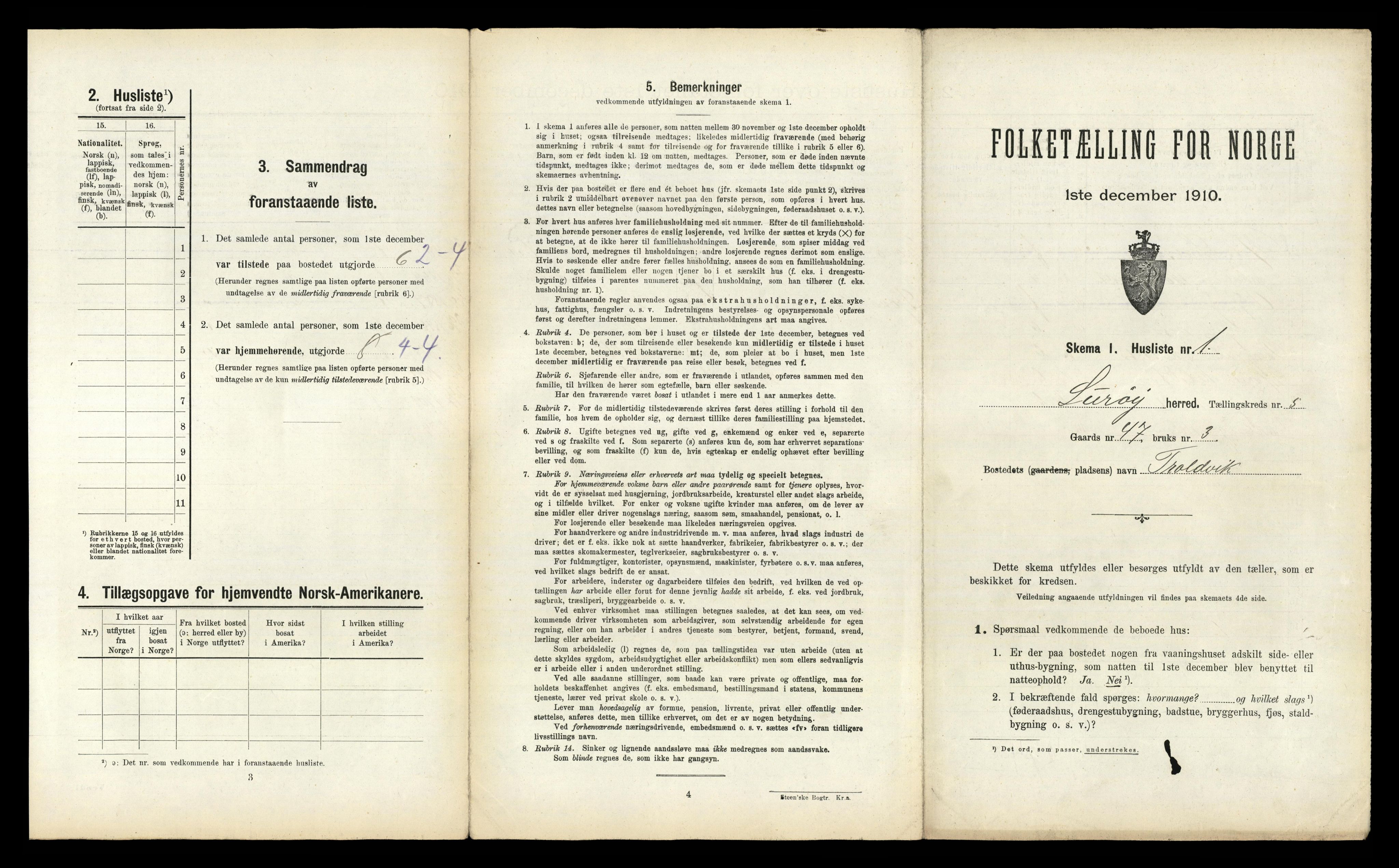 RA, 1910 census for Lurøy, 1910, p. 550