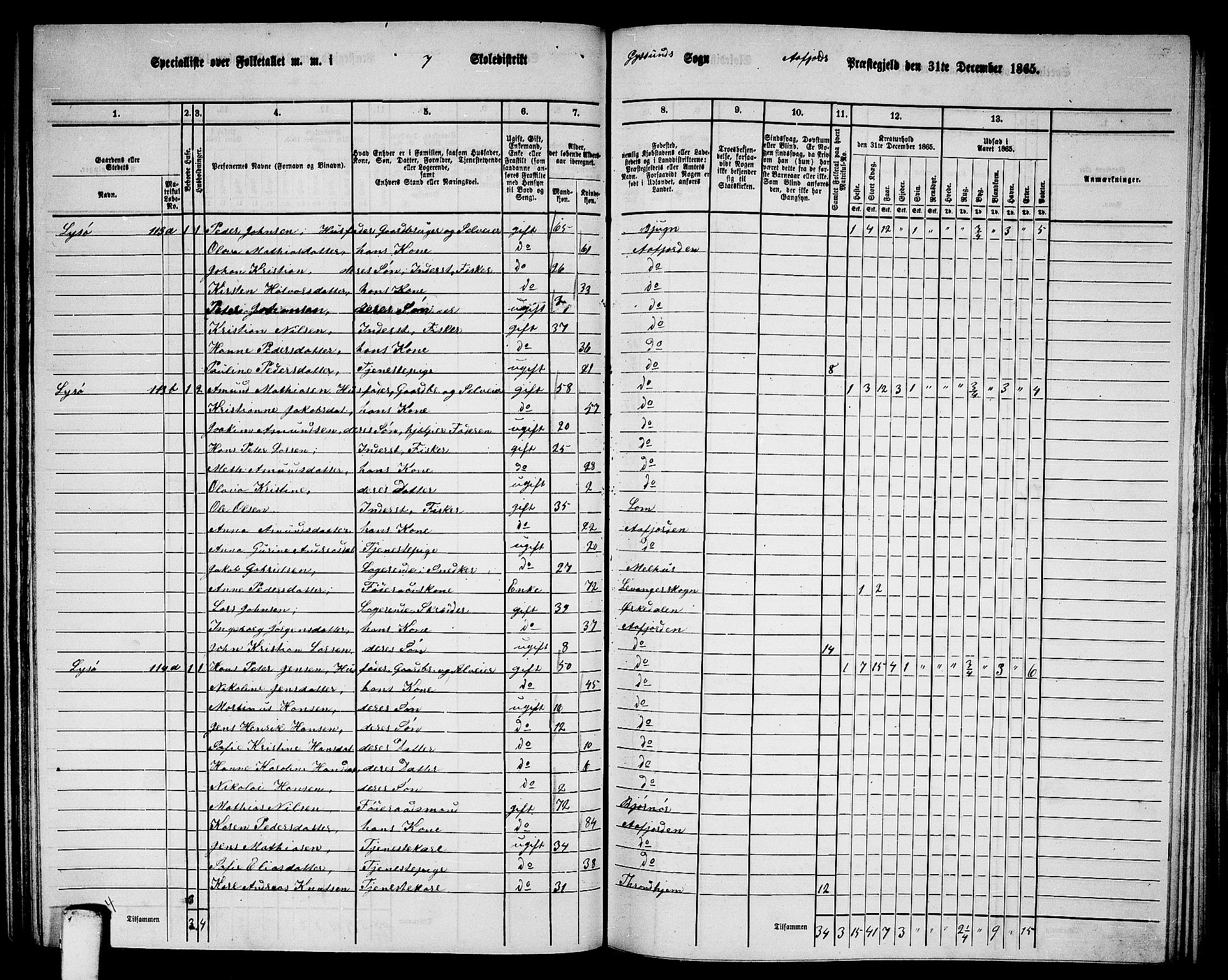 RA, 1865 census for Aafjorden, 1865, p. 86