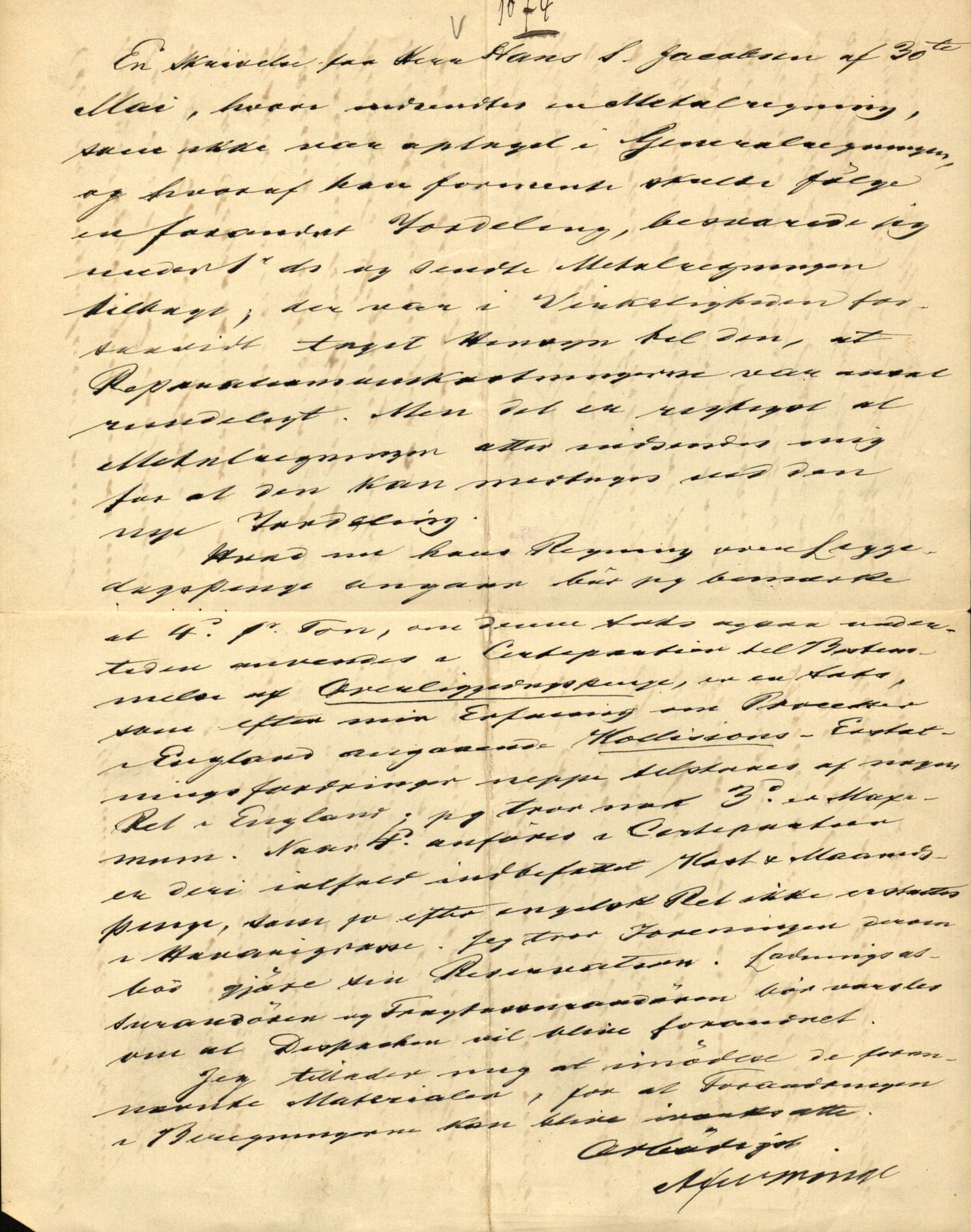 Pa 63 - Østlandske skibsassuranceforening, VEMU/A-1079/G/Ga/L0027/0001: Havaridokumenter / Magnolia, Kong Carl, Louise, Lindsay, Activ av Flekkefjord, 1891, p. 63