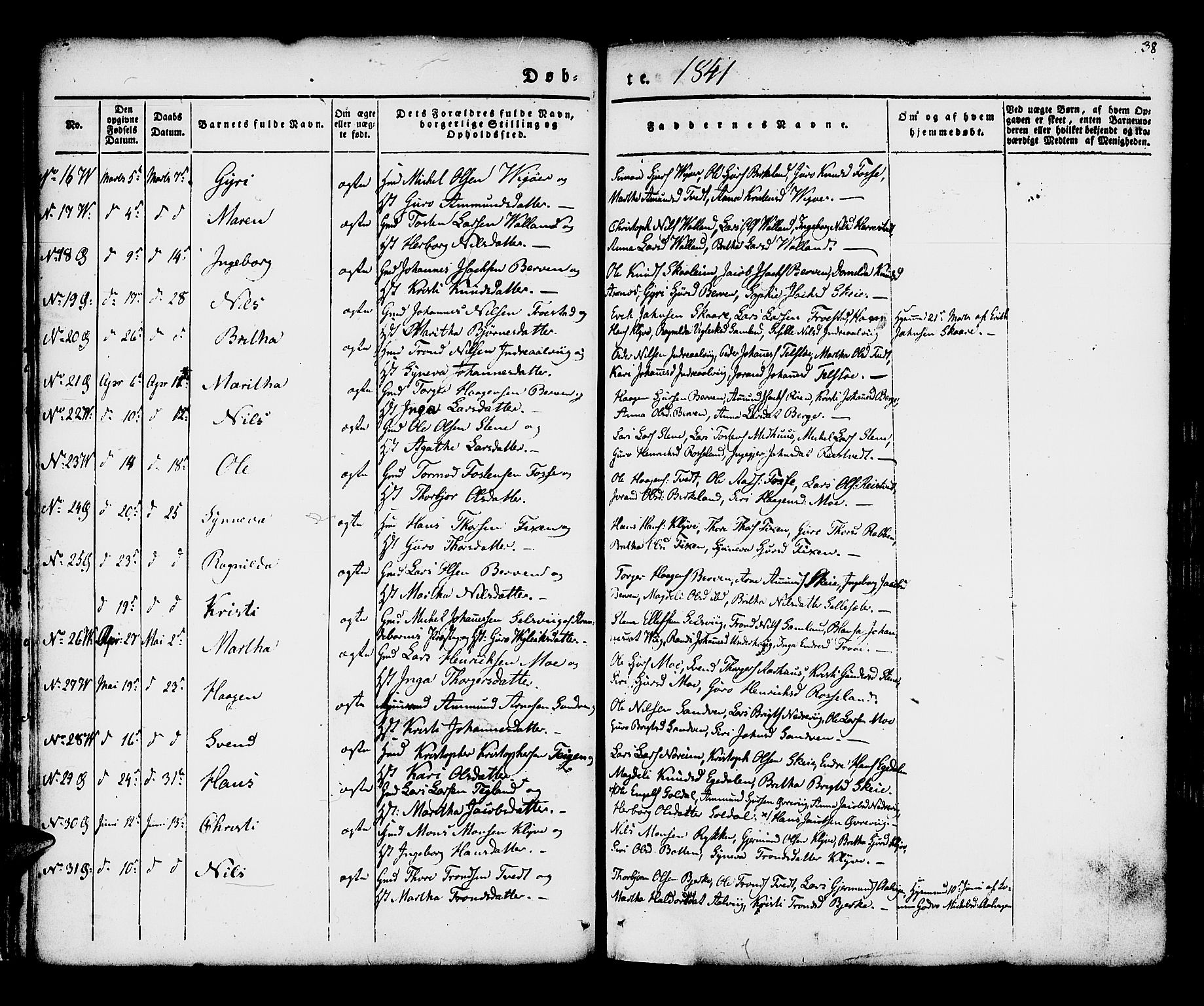 Kvam sokneprestembete, SAB/A-76201/H/Haa: Parish register (official) no. A 7, 1832-1843, p. 38