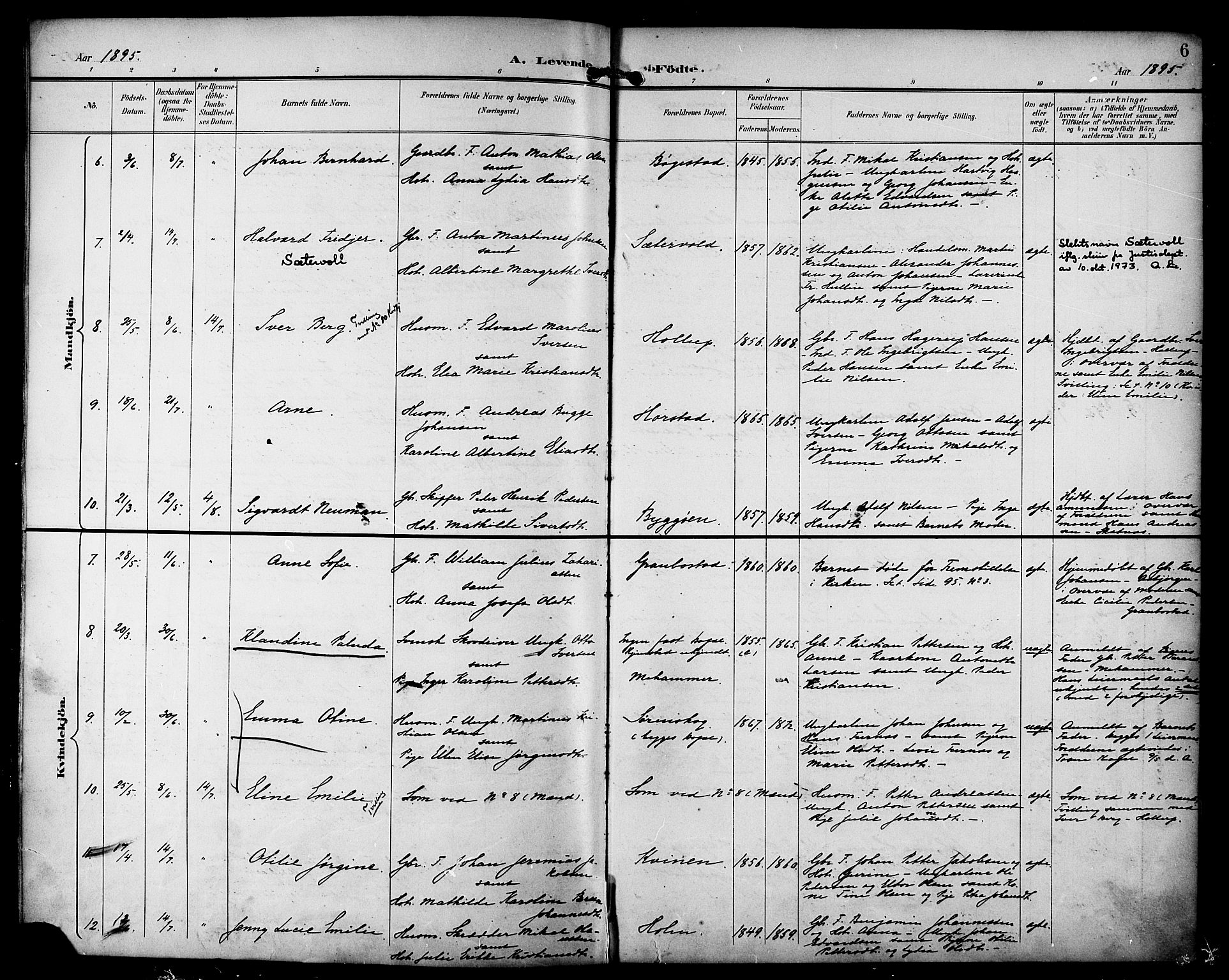 Ministerialprotokoller, klokkerbøker og fødselsregistre - Nordland, SAT/A-1459/810/L0152: Parish register (official) no. 810A11, 1895-1899, p. 6