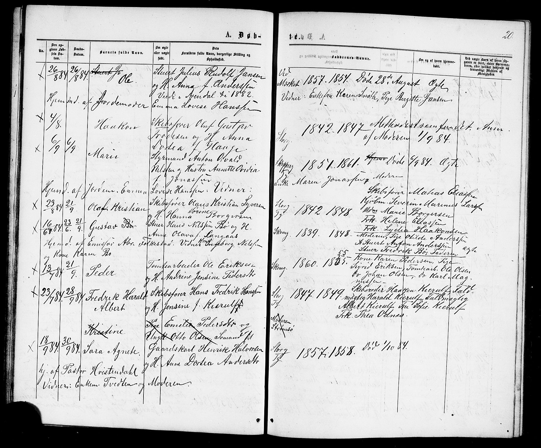 Strømsø kirkebøker, AV/SAKO-A-246/G/Ga/L0002: Parish register (copy) no. 2, 1877-1896, p. 20