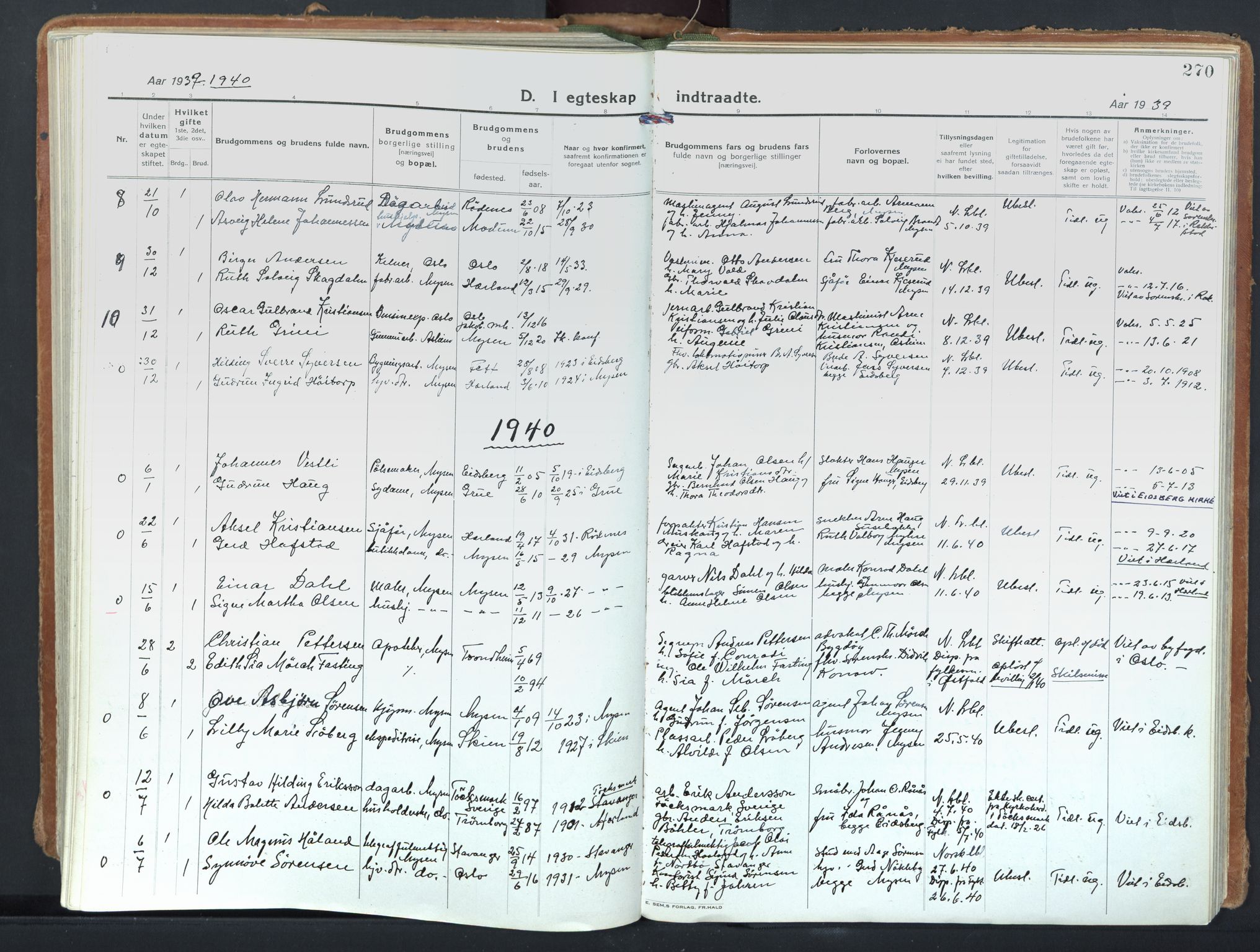 Eidsberg prestekontor Kirkebøker, SAO/A-10905/F/Fd/L0001: Parish register (official) no. IV 1, 1921-1948, p. 270