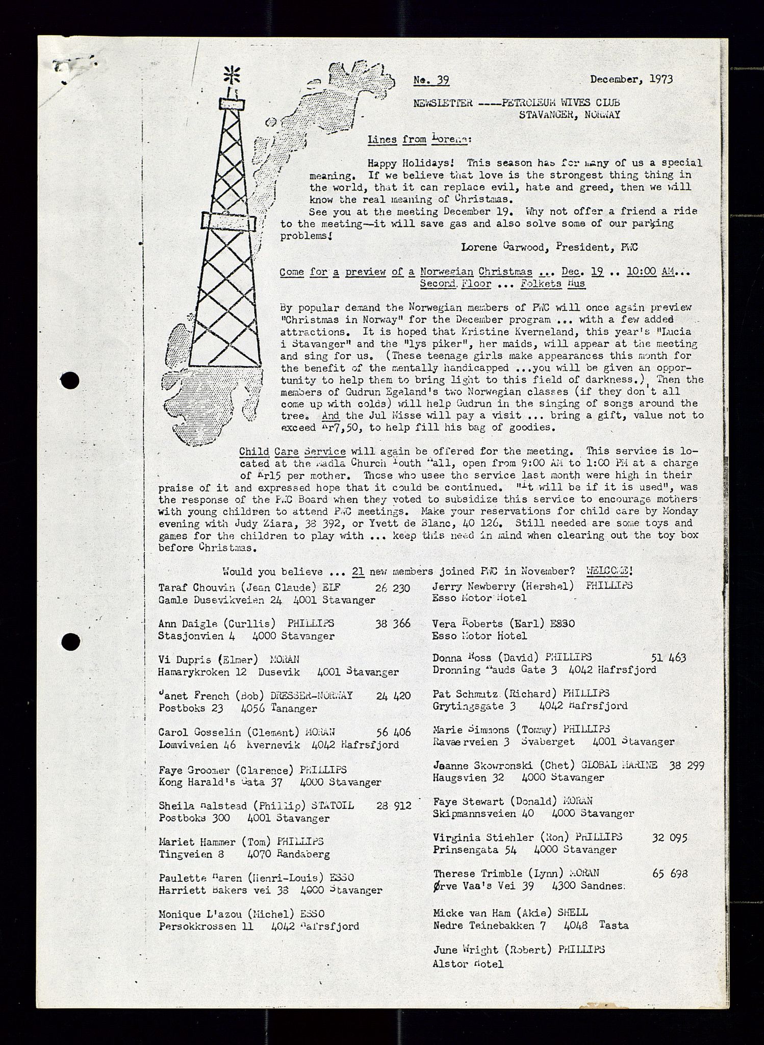 PA 1547 - Petroleum Wives Club, AV/SAST-A-101974/X/Xa/L0001: Newsletters (1971-1978)/radiointervjuer på kasett (1989-1992), 1970-1978