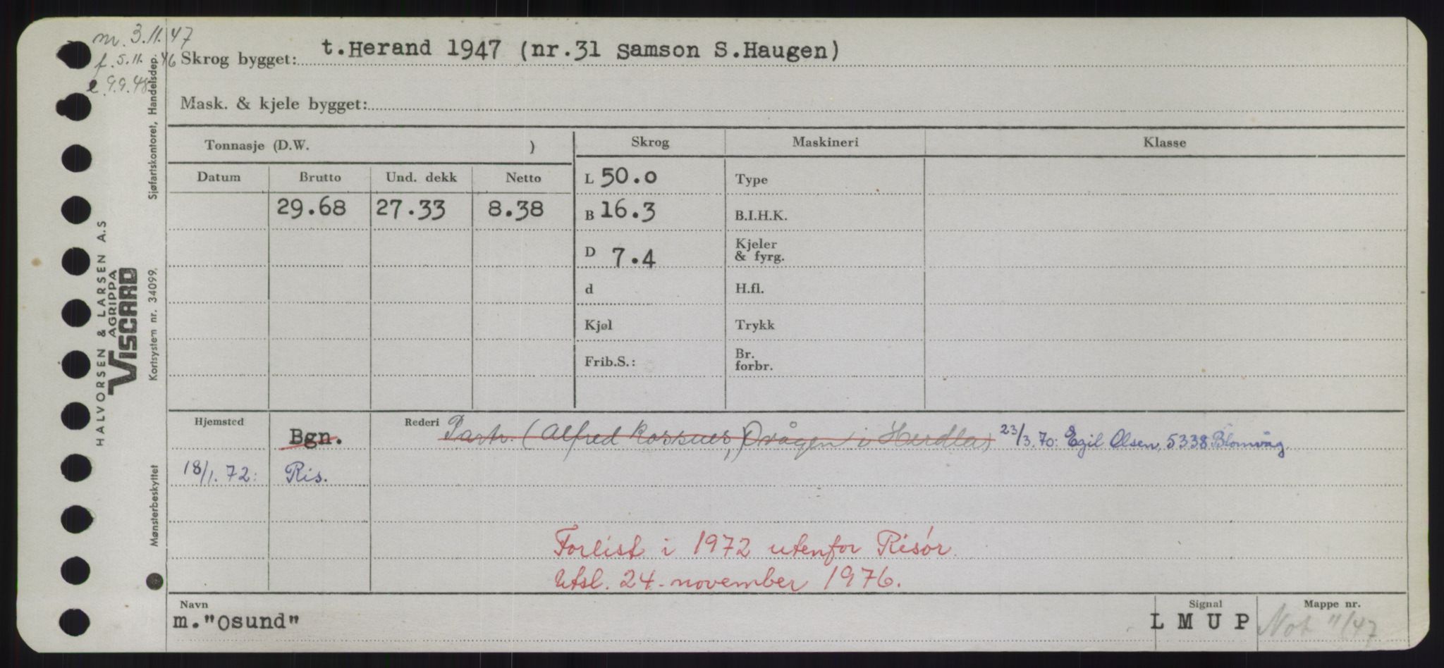 Sjøfartsdirektoratet med forløpere, Skipsmålingen, RA/S-1627/H/Hd/L0028: Fartøy, O, p. 497