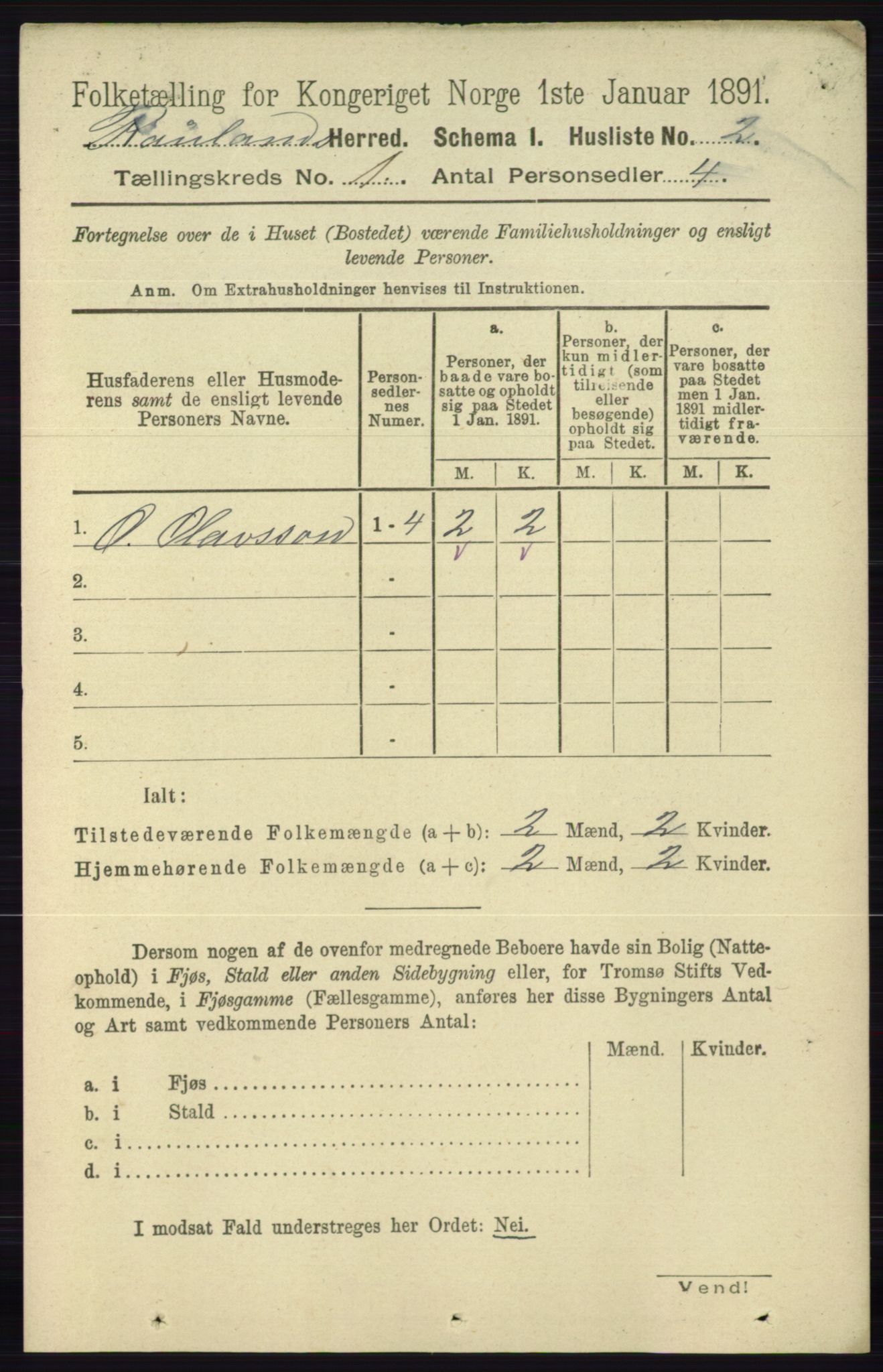 RA, 1891 census for 0835 Rauland, 1891, p. 16