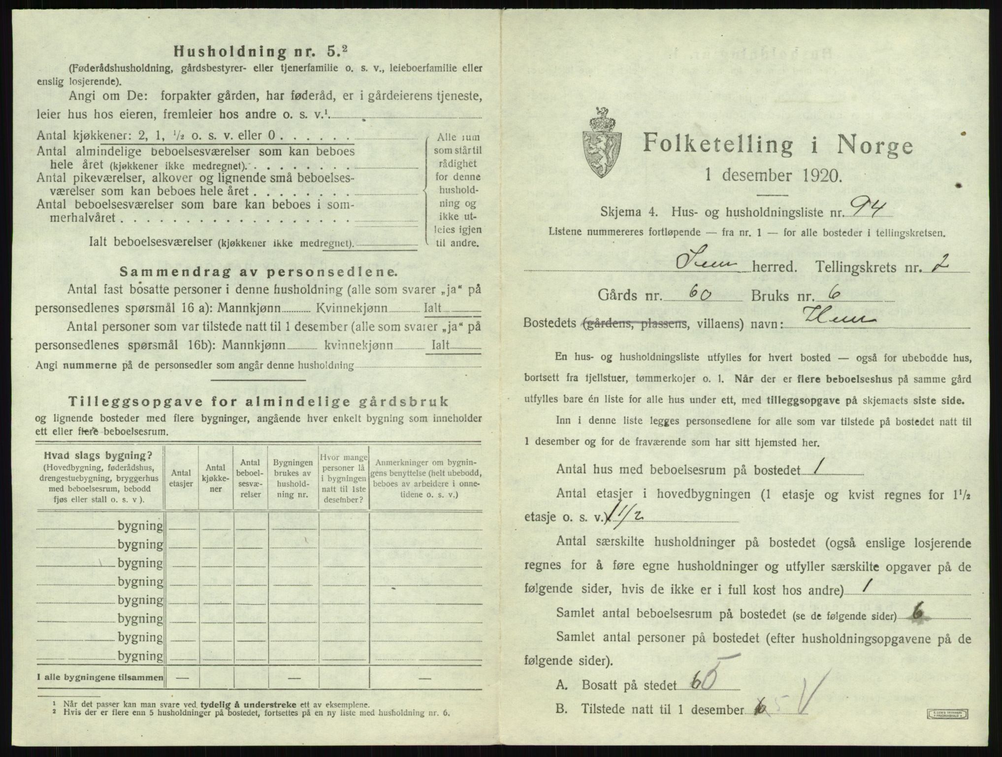 SAKO, 1920 census for Sem, 1920, p. 621