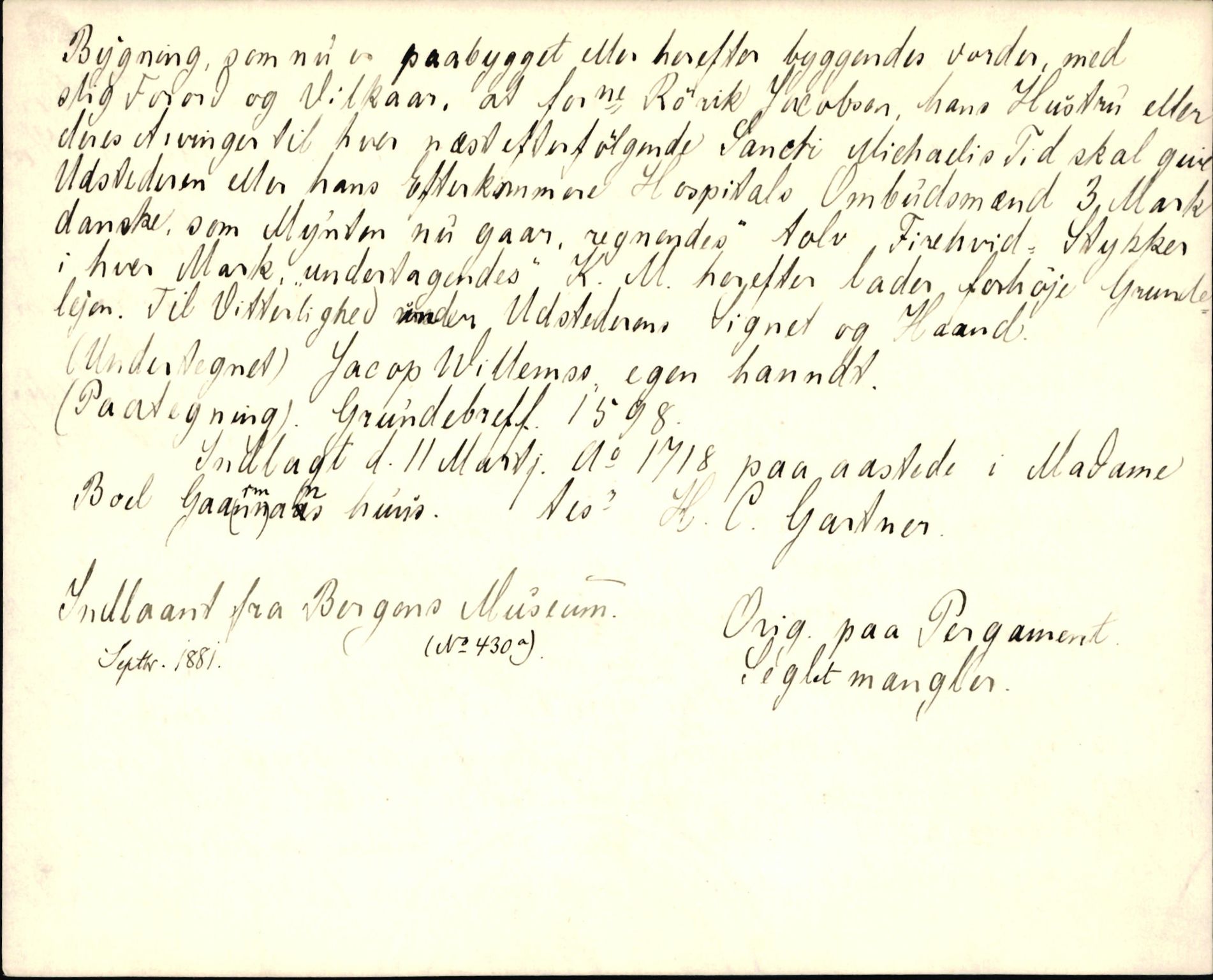 Riksarkivets diplomsamling, AV/RA-EA-5965/F35/F35d/L0002: Innlånte diplomer, seddelregister, 1592-1620, p. 182