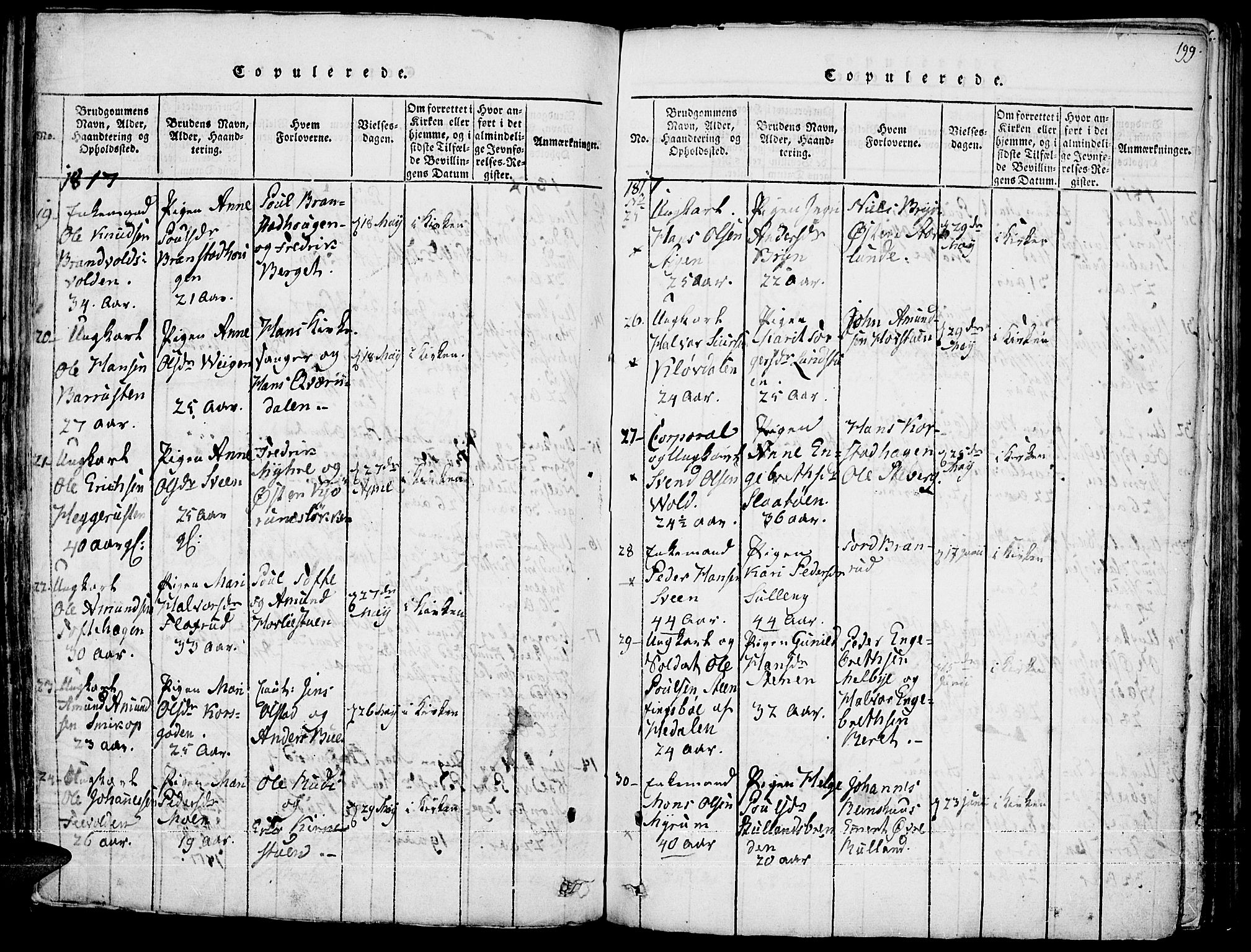 Fron prestekontor, SAH/PREST-078/H/Ha/Haa/L0002: Parish register (official) no. 2, 1816-1827, p. 199