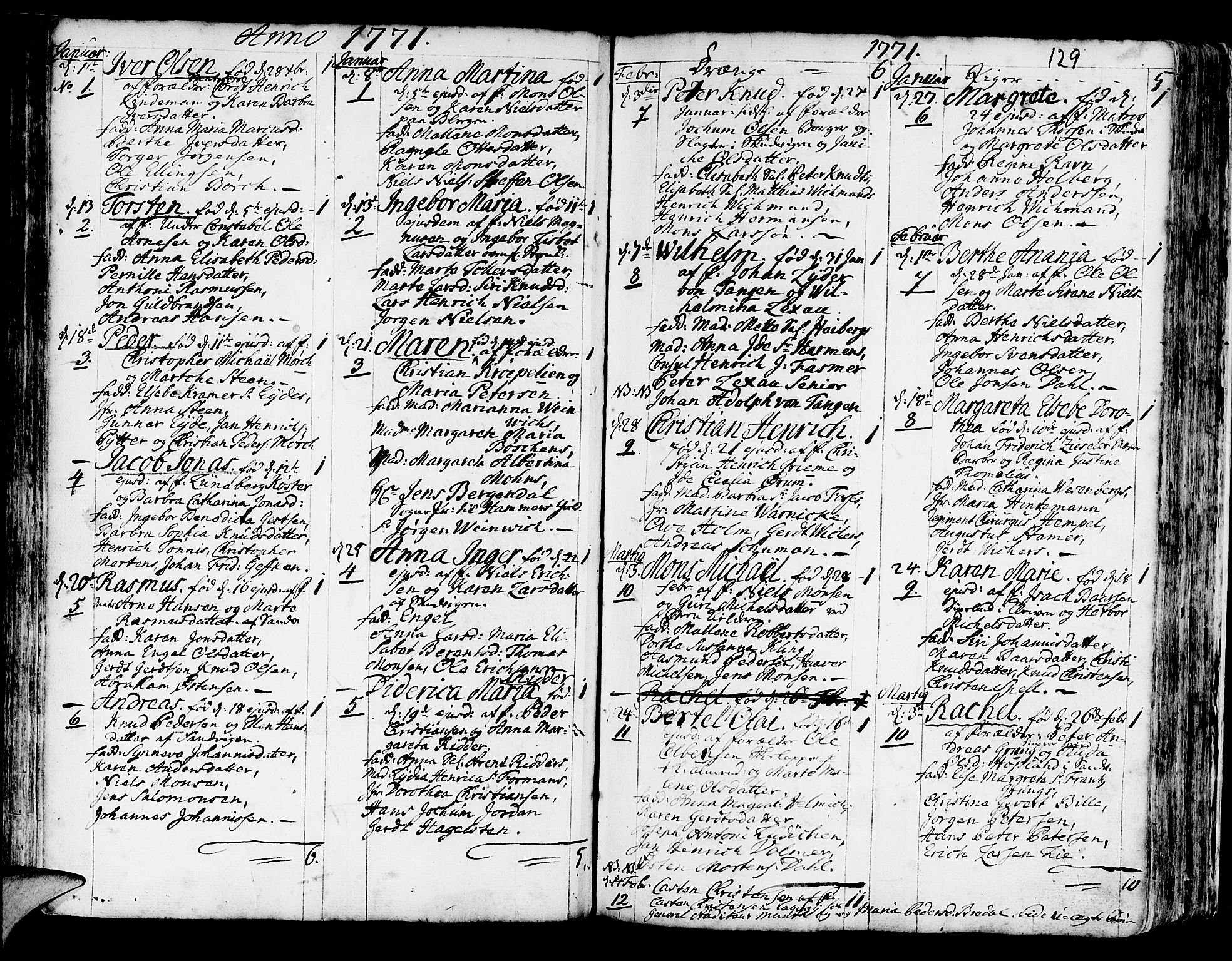 Korskirken sokneprestembete, SAB/A-76101/H/Haa/L0005: Parish register (official) no. A 5, 1751-1789, p. 129
