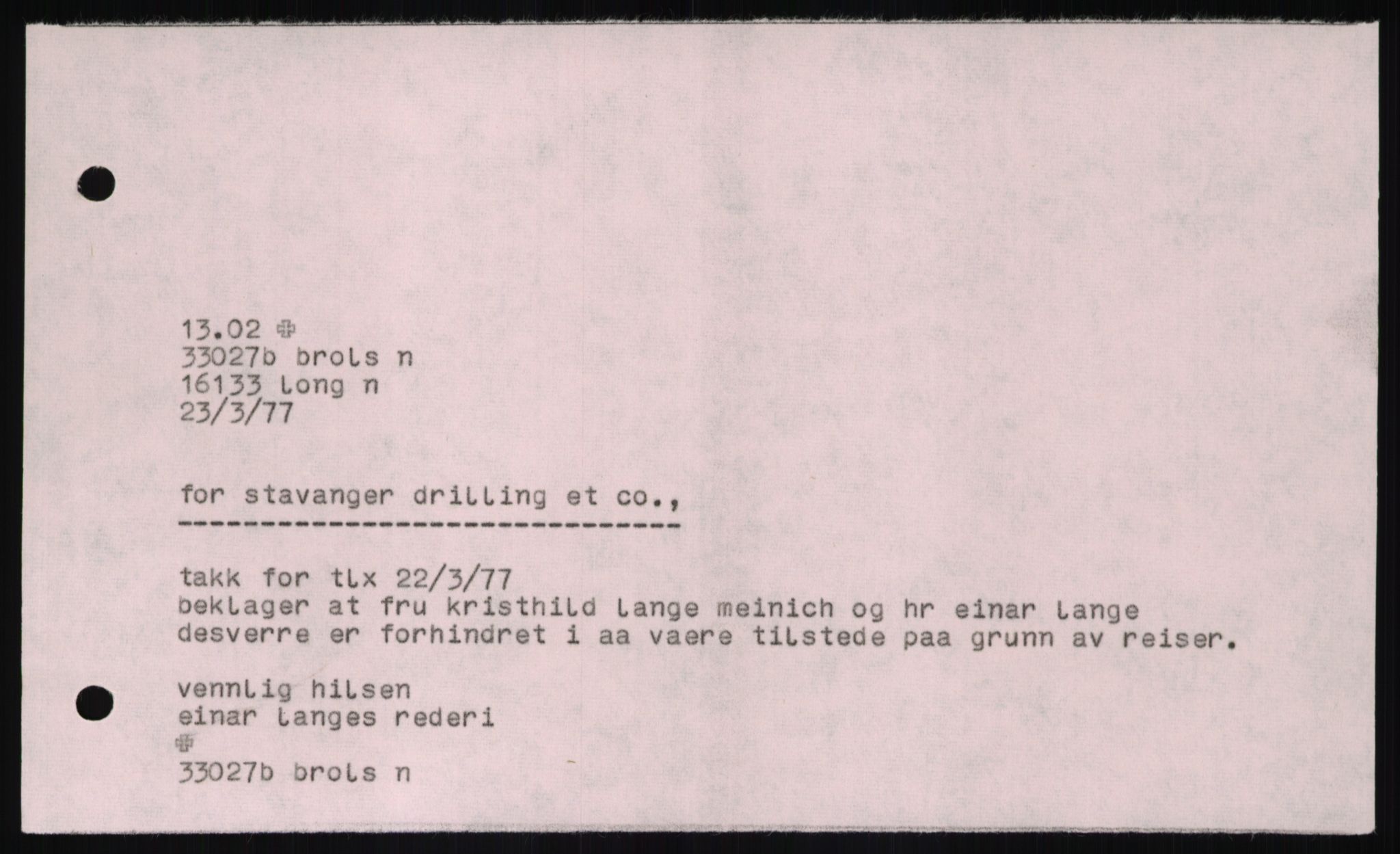 Pa 1503 - Stavanger Drilling AS, AV/SAST-A-101906/D/L0007: Korrespondanse og saksdokumenter, 1974-1981, p. 1316