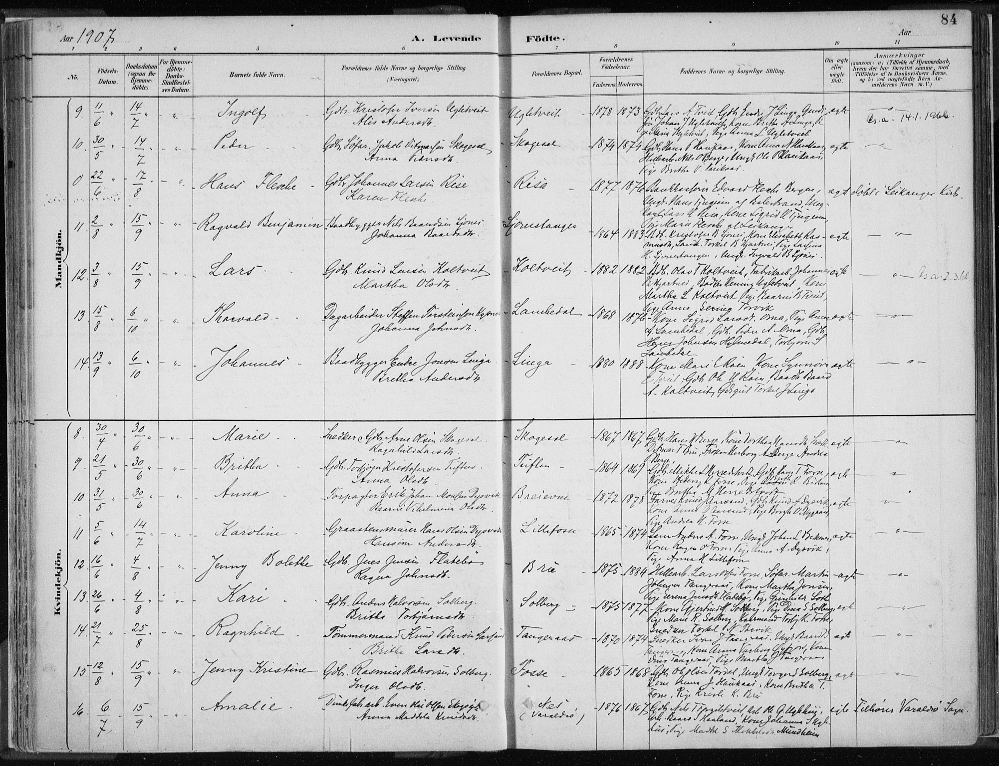 Strandebarm sokneprestembete, AV/SAB-A-78401/H/Haa: Parish register (official) no. B  1, 1886-1908, p. 84