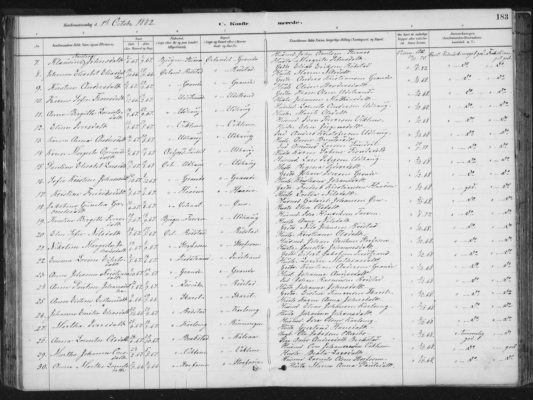 Ministerialprotokoller, klokkerbøker og fødselsregistre - Sør-Trøndelag, AV/SAT-A-1456/659/L0739: Parish register (official) no. 659A09, 1879-1893, p. 183