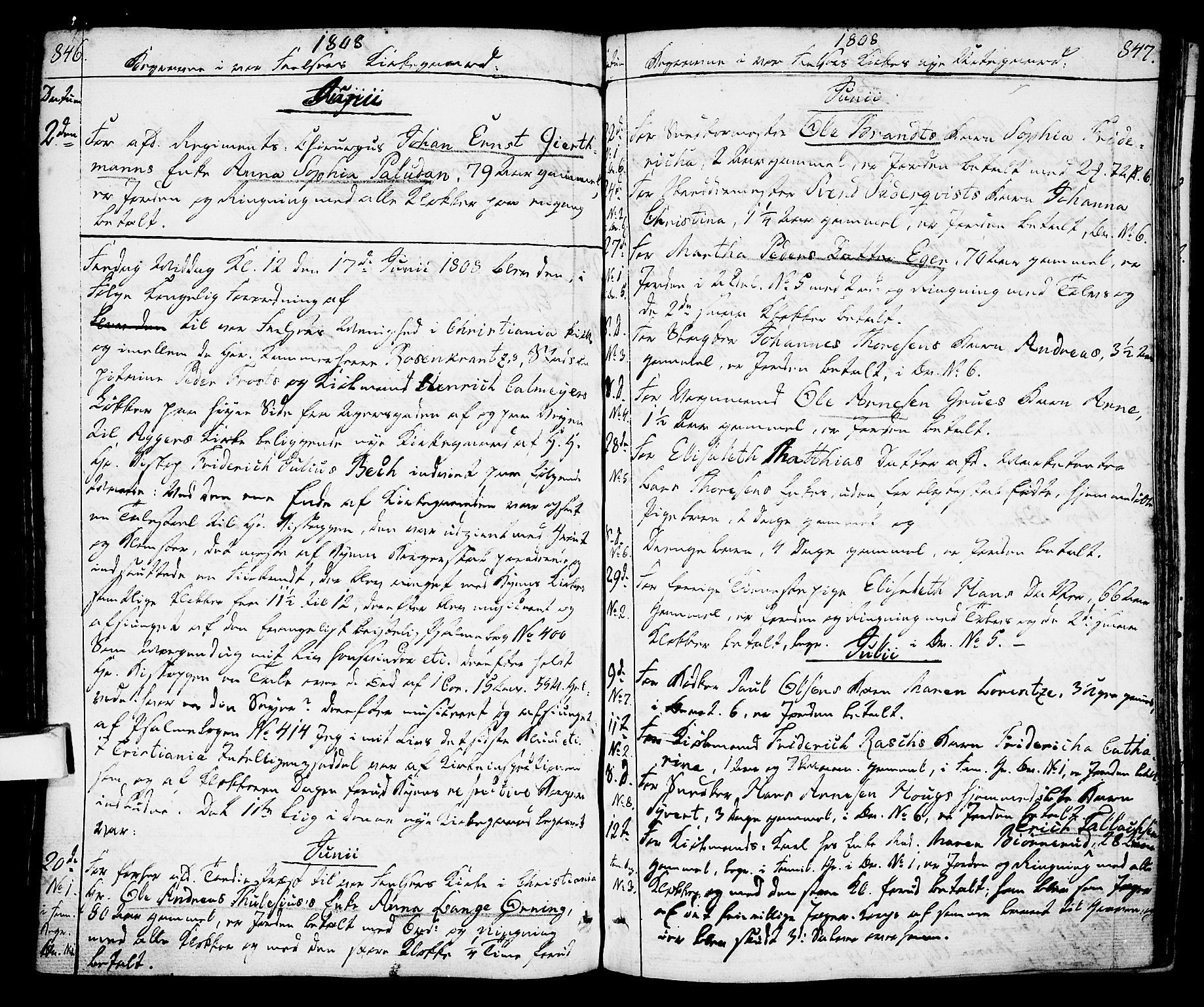 Oslo domkirke Kirkebøker, SAO/A-10752/F/Fa/L0006: Parish register (official) no. 6, 1807-1817, p. 846-847