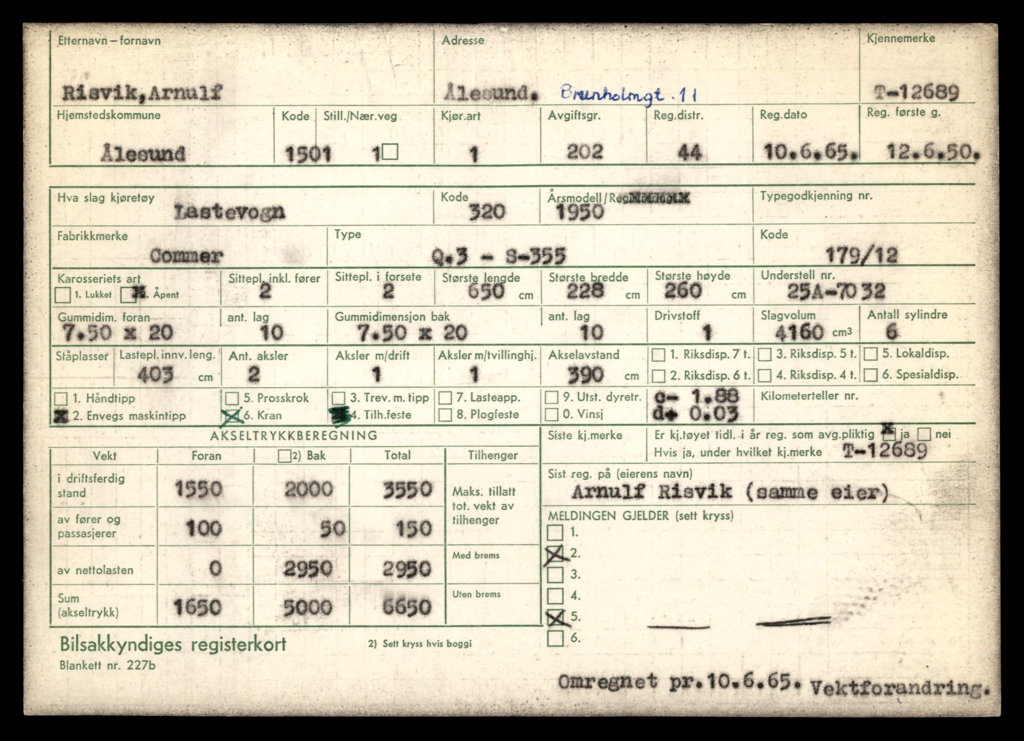 Møre og Romsdal vegkontor - Ålesund trafikkstasjon, AV/SAT-A-4099/F/Fe/L0035: Registreringskort for kjøretøy T 12653 - T 12829, 1927-1998, p. 659