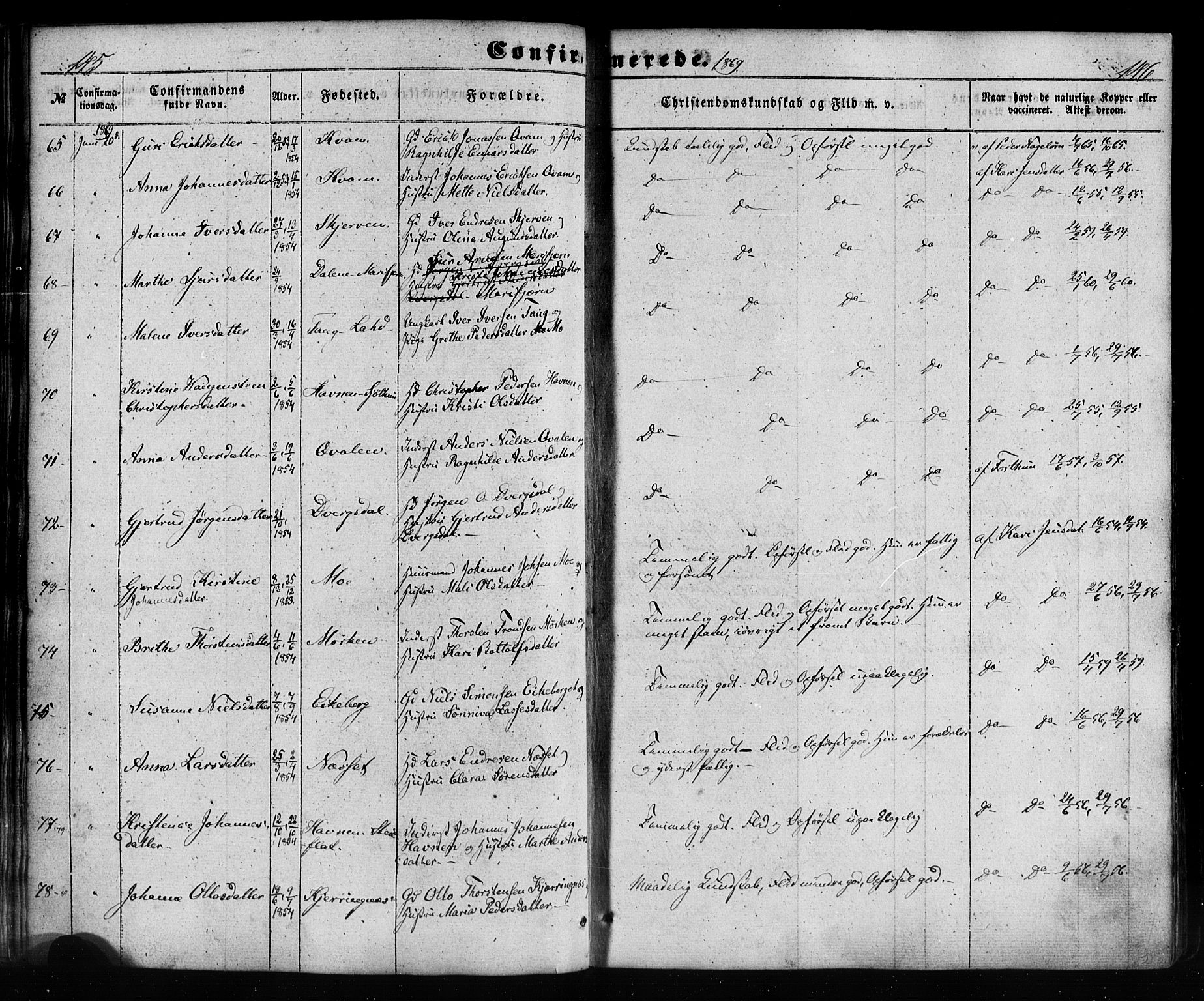 Hafslo sokneprestembete, SAB/A-80301/H/Haa/Haaa/L0012: Parish register (official) no. A 12, 1852-1885, p. 146-147