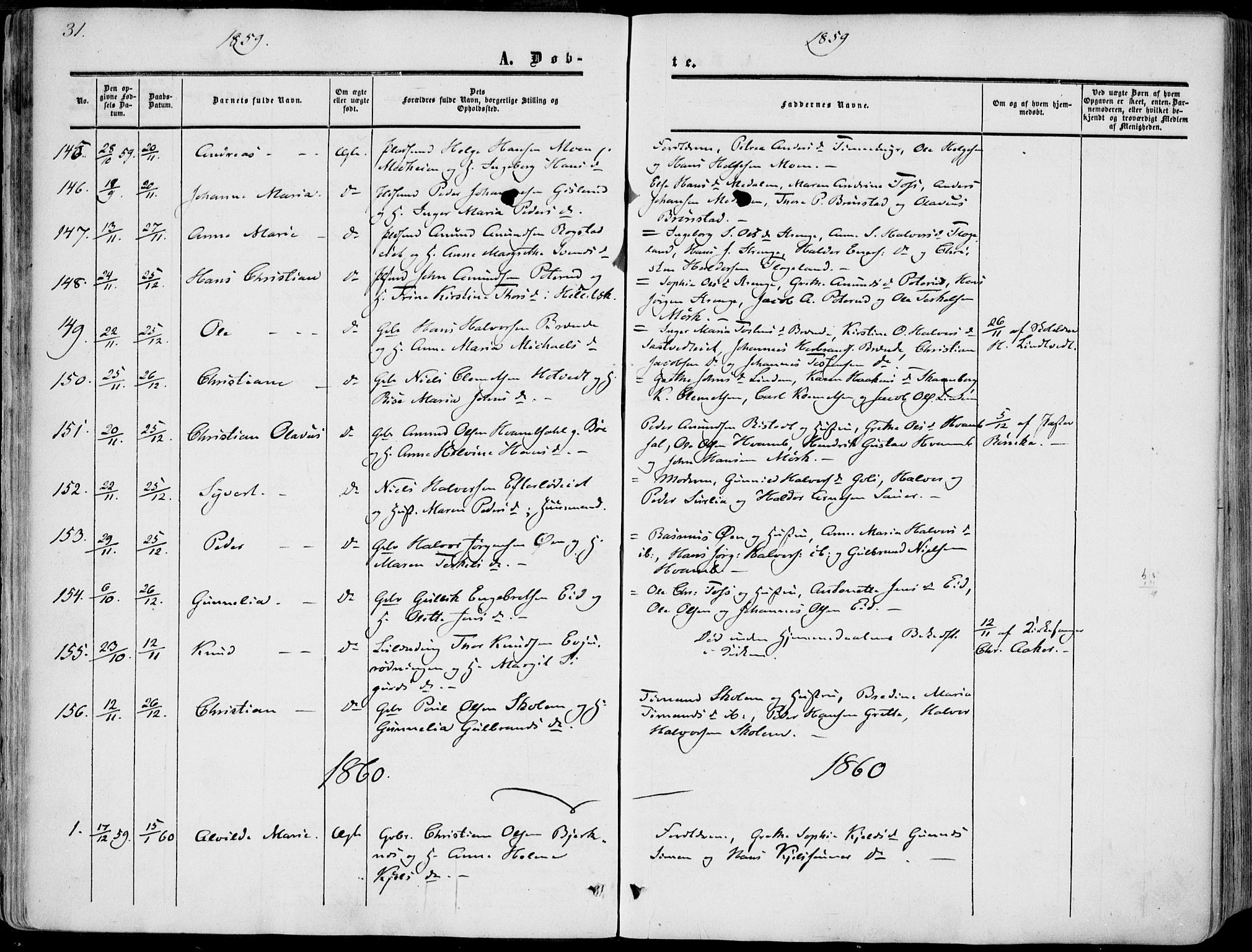 Sandsvær kirkebøker, SAKO/A-244/F/Fa/L0006: Parish register (official) no. I 6, 1857-1868, p. 31