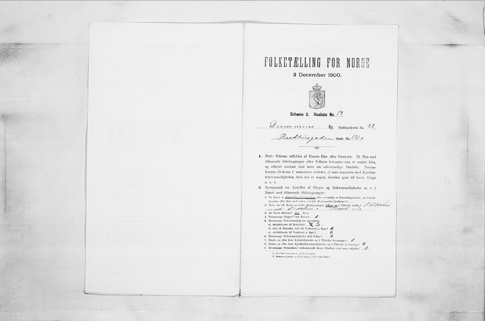 RA, 1900 census for Drammen, 1900, p. 3749