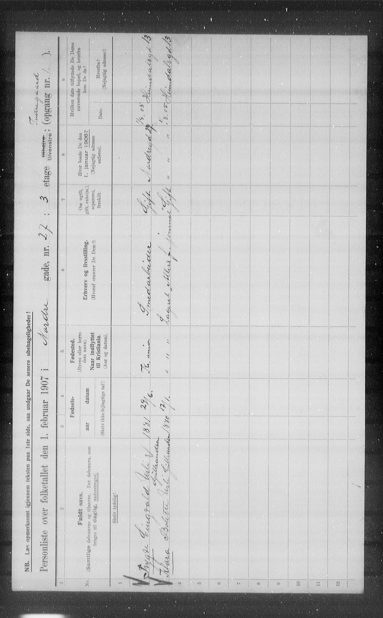 OBA, Municipal Census 1907 for Kristiania, 1907, p. 37650