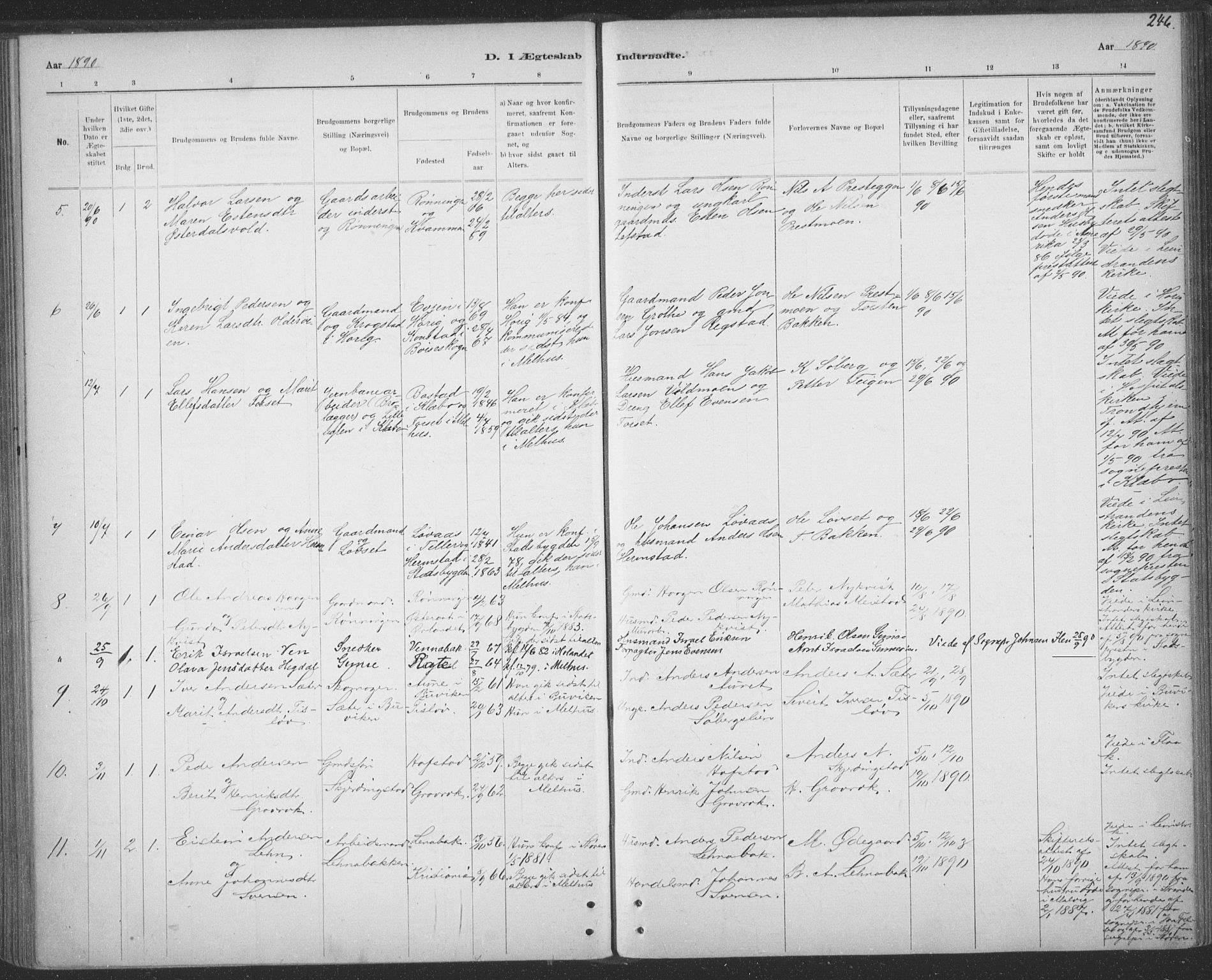 Ministerialprotokoller, klokkerbøker og fødselsregistre - Sør-Trøndelag, SAT/A-1456/691/L1085: Parish register (official) no. 691A17, 1887-1908, p. 246