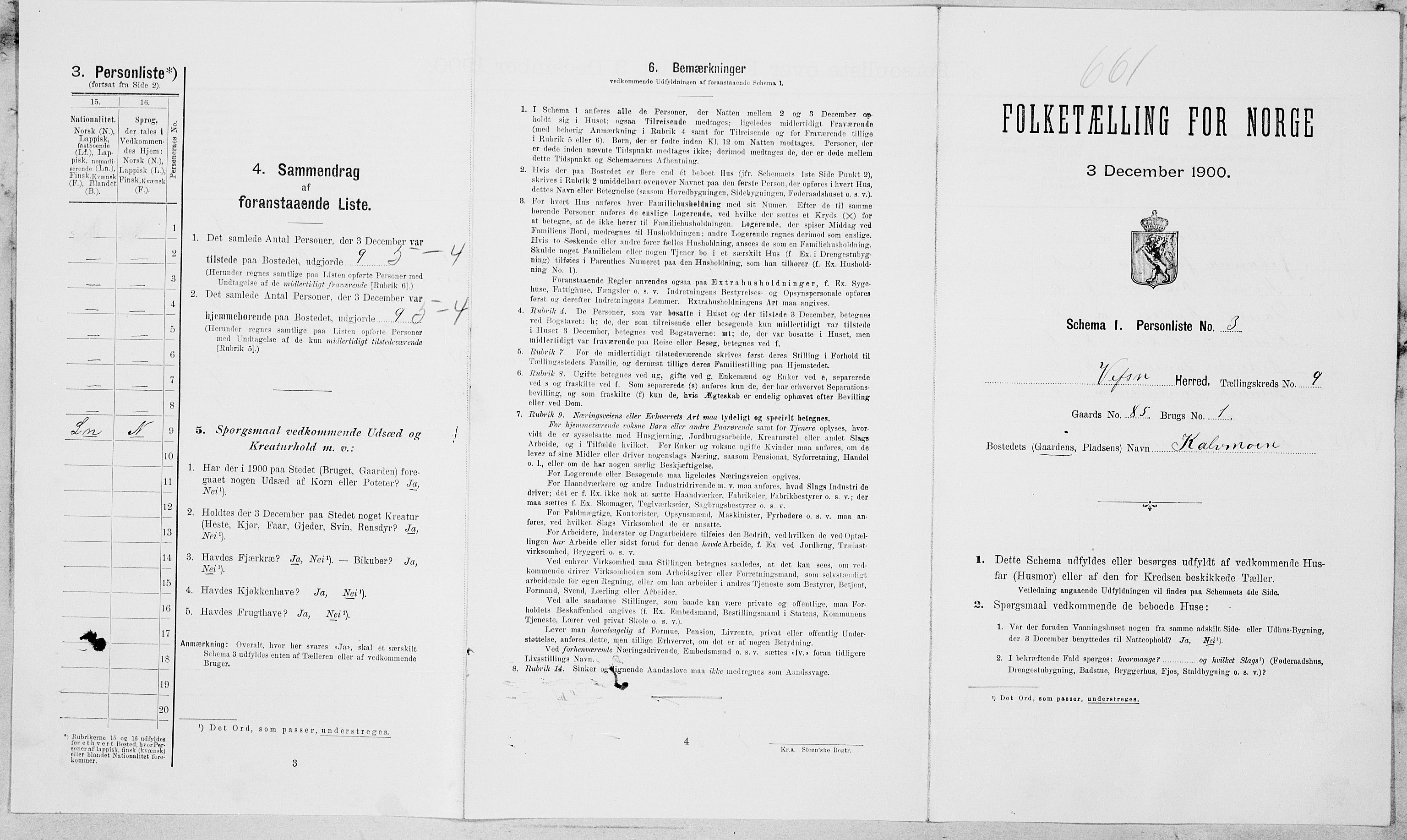 SAT, 1900 census for Vefsn, 1900, p. 761