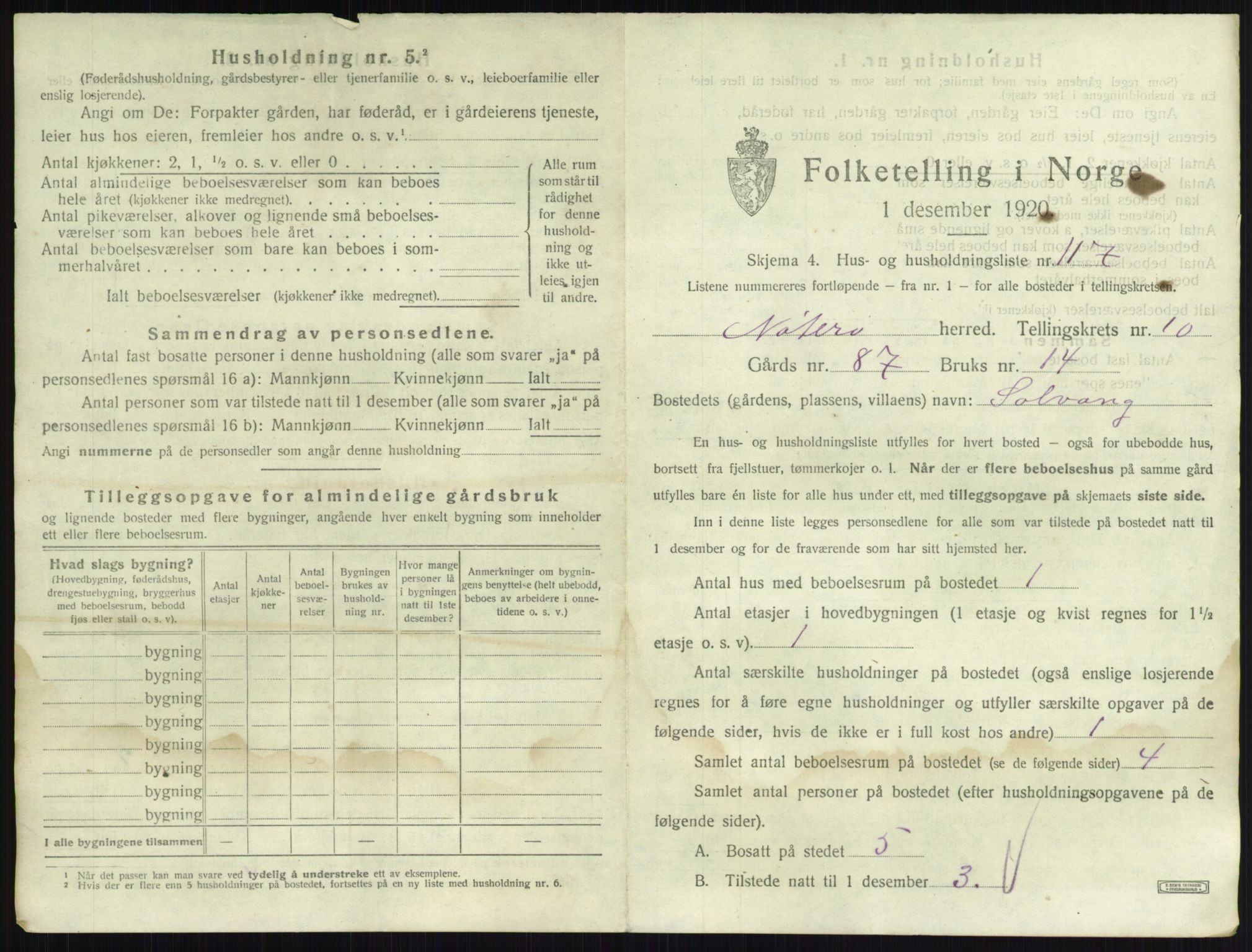 SAKO, 1920 census for Nøtterøy, 1920, p. 2207