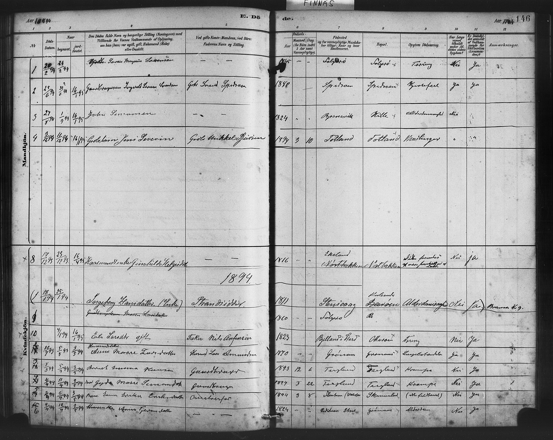 Finnås sokneprestembete, SAB/A-99925/H/Ha/Haa/Haab/L0001: Parish register (official) no. B 1, 1881-1894, p. 146