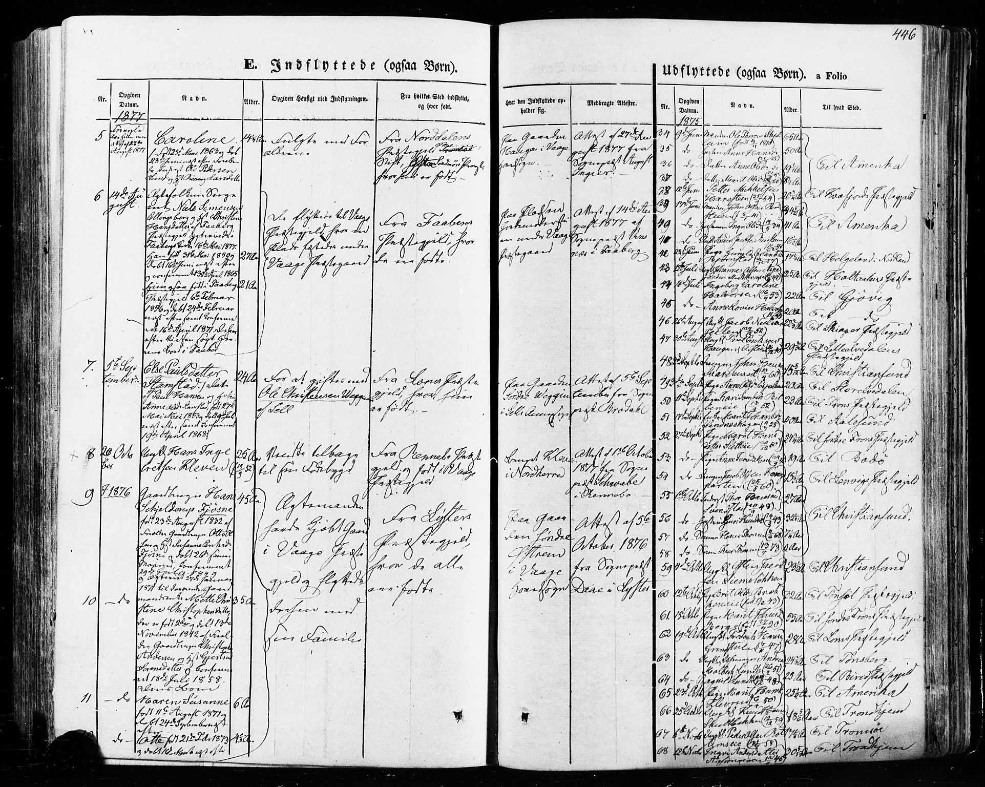 Vågå prestekontor, AV/SAH-PREST-076/H/Ha/Haa/L0007: Parish register (official) no. 7 /1, 1872-1886, p. 446