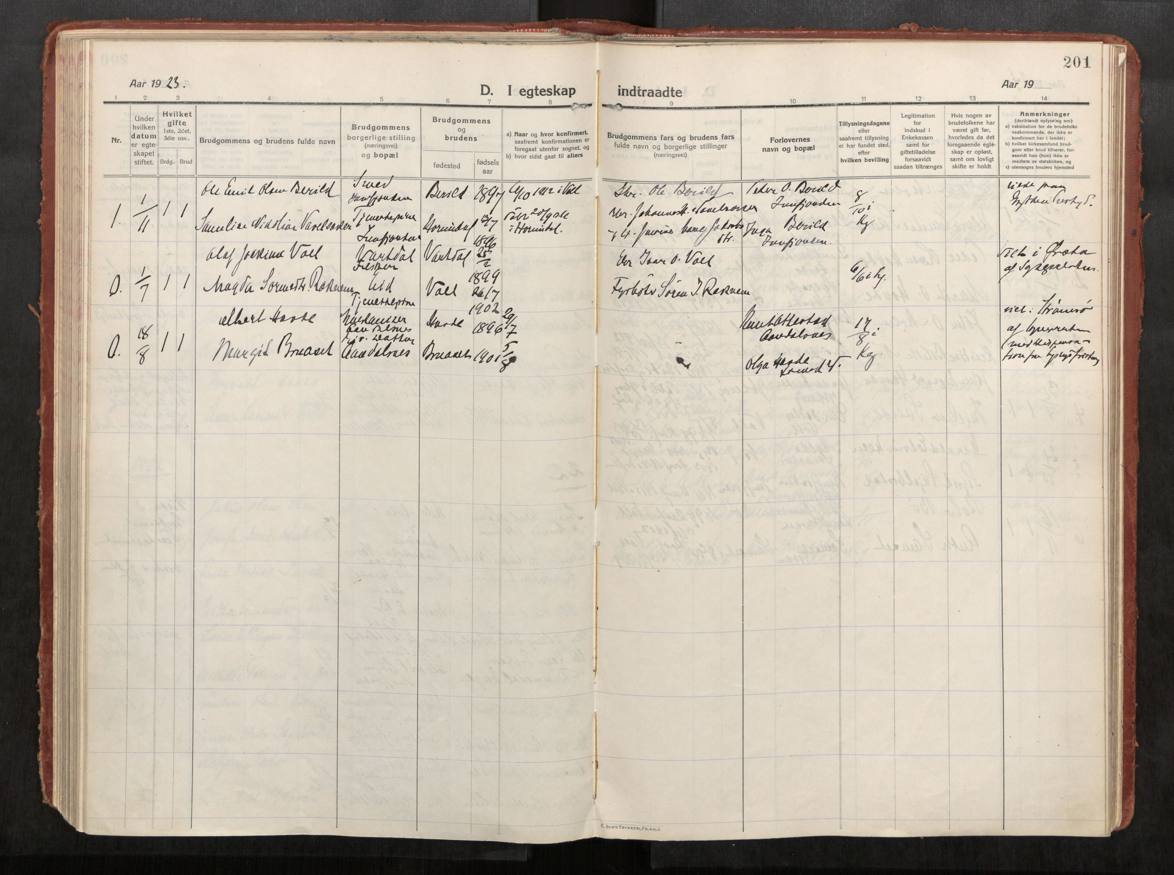 Eid sokneprestkontor, AV/SAT-A-1254: Parish register (official) no. 543A04, 1916-1956, p. 201