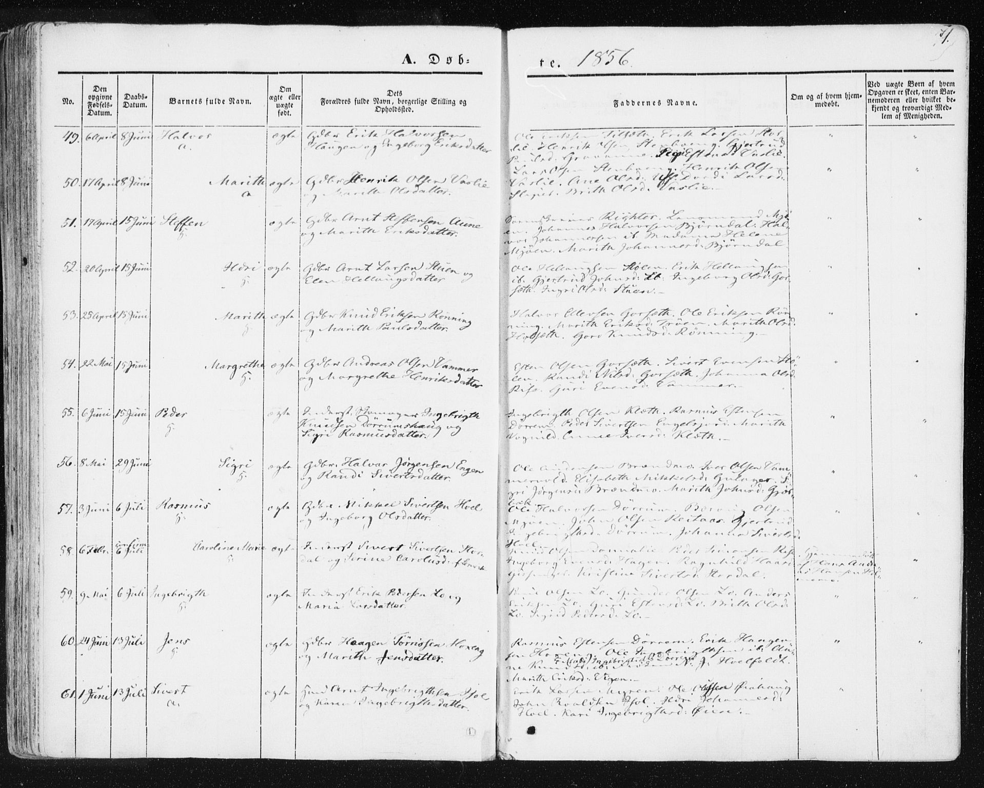 Ministerialprotokoller, klokkerbøker og fødselsregistre - Sør-Trøndelag, SAT/A-1456/678/L0899: Parish register (official) no. 678A08, 1848-1872, p. 71