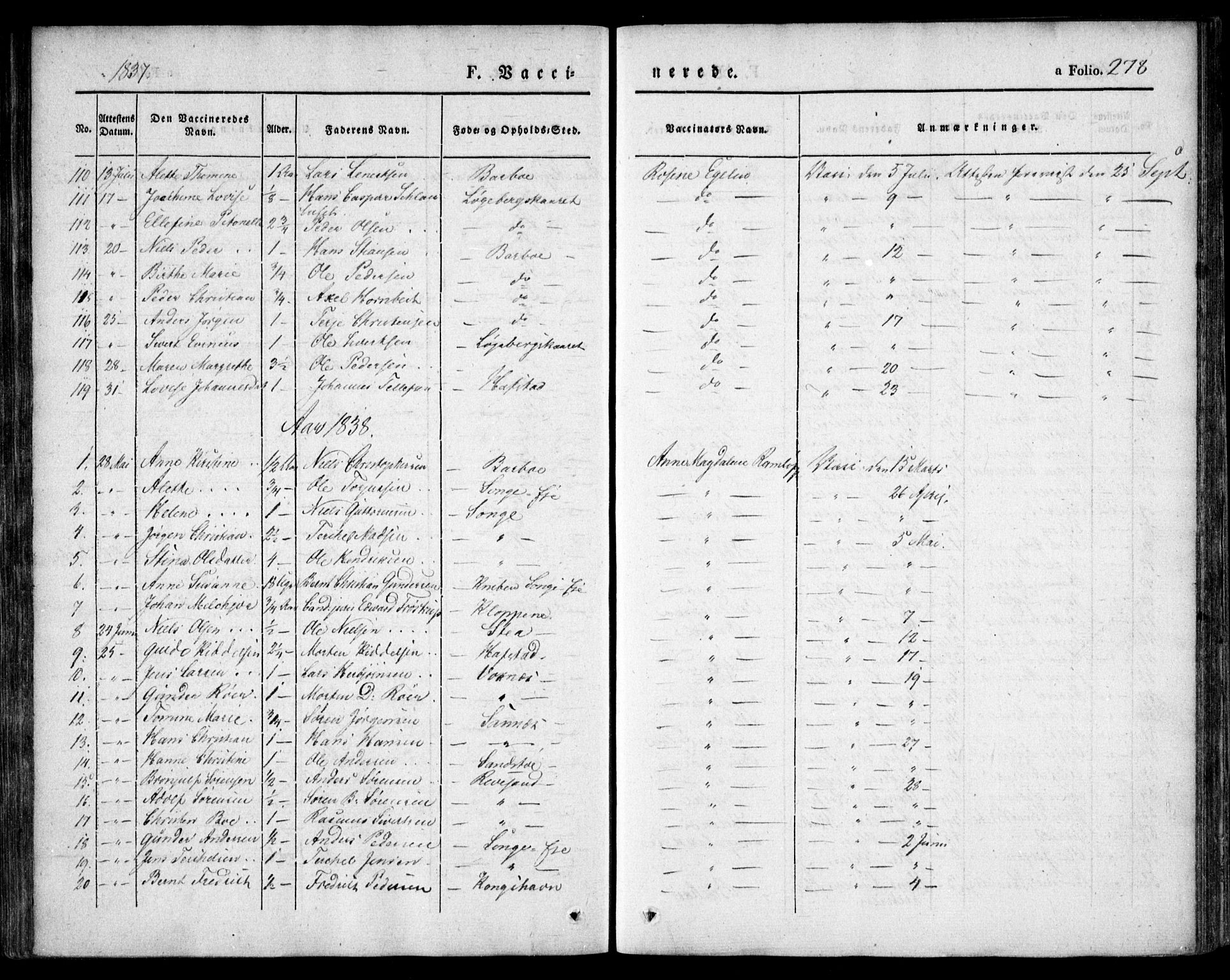 Tromøy sokneprestkontor, SAK/1111-0041/F/Fa/L0004: Parish register (official) no. A 4, 1837-1846, p. 278
