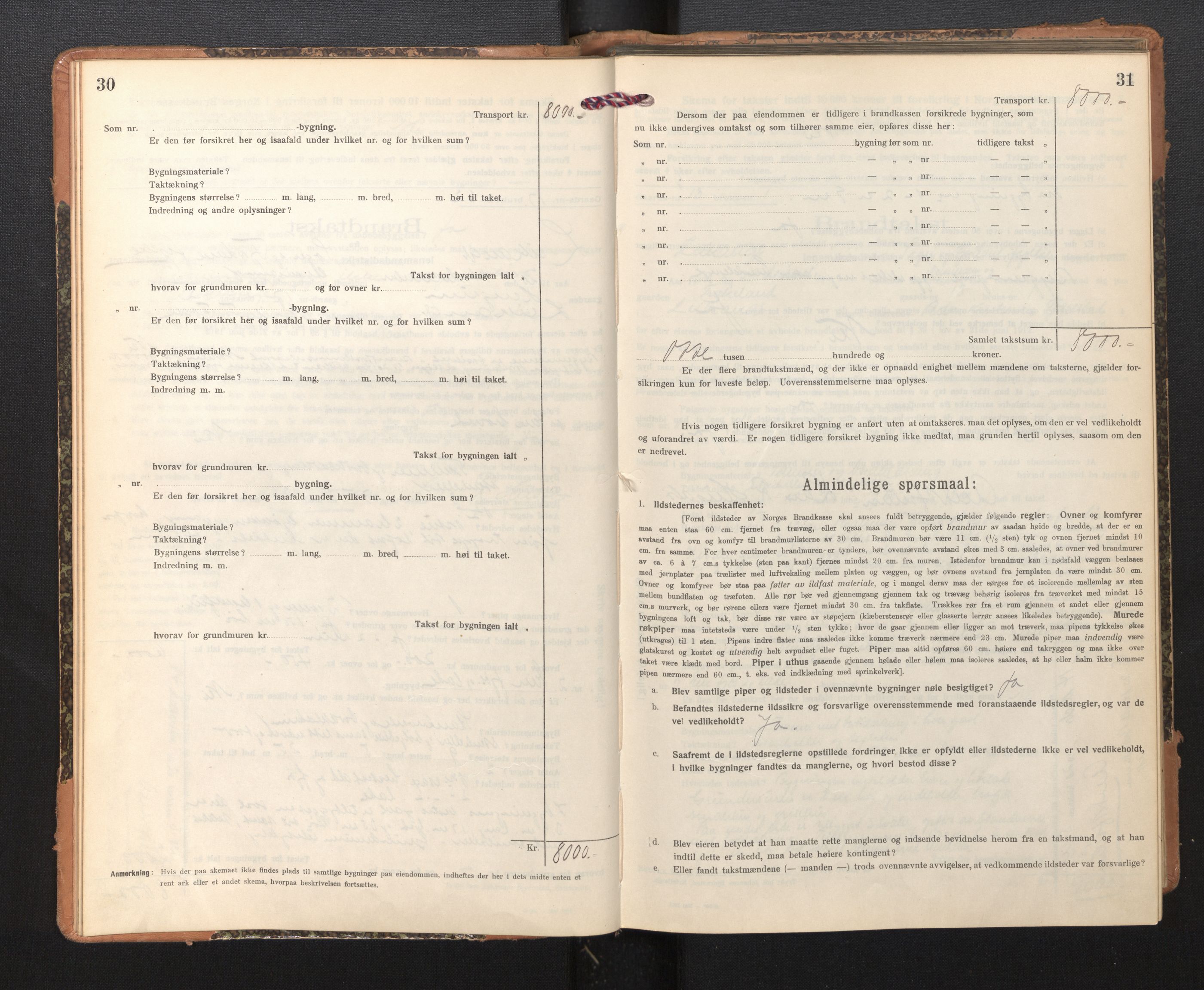 Lensmannen i Leikanger, AV/SAB-A-29201/0012/L0006: Branntakstprotokoll, skjematakst, 1920-1926, p. 30-31