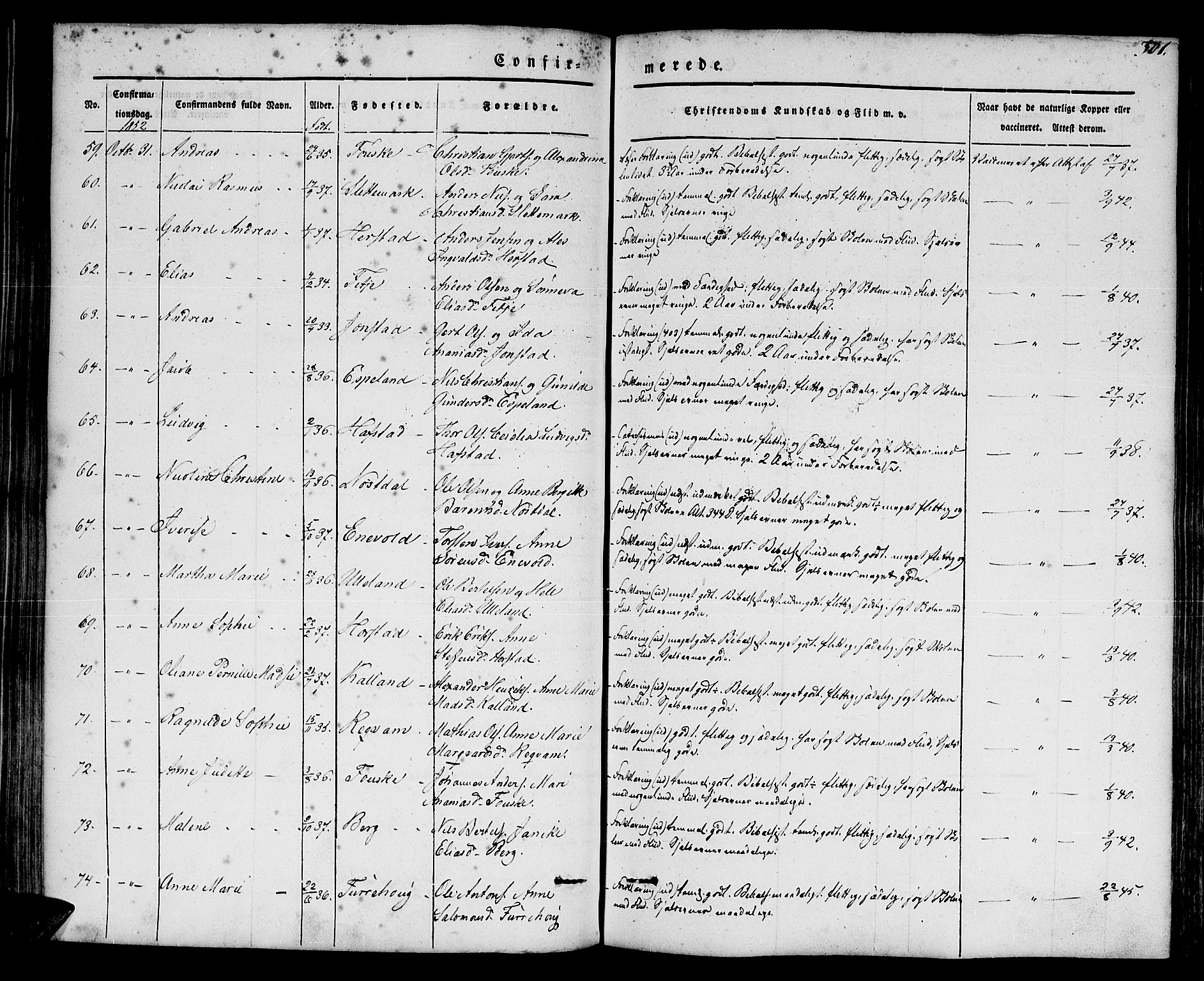 Førde sokneprestembete, SAB/A-79901/H/Haa/Haaa/L0007: Parish register (official) no. A 7, 1843-1860, p. 301