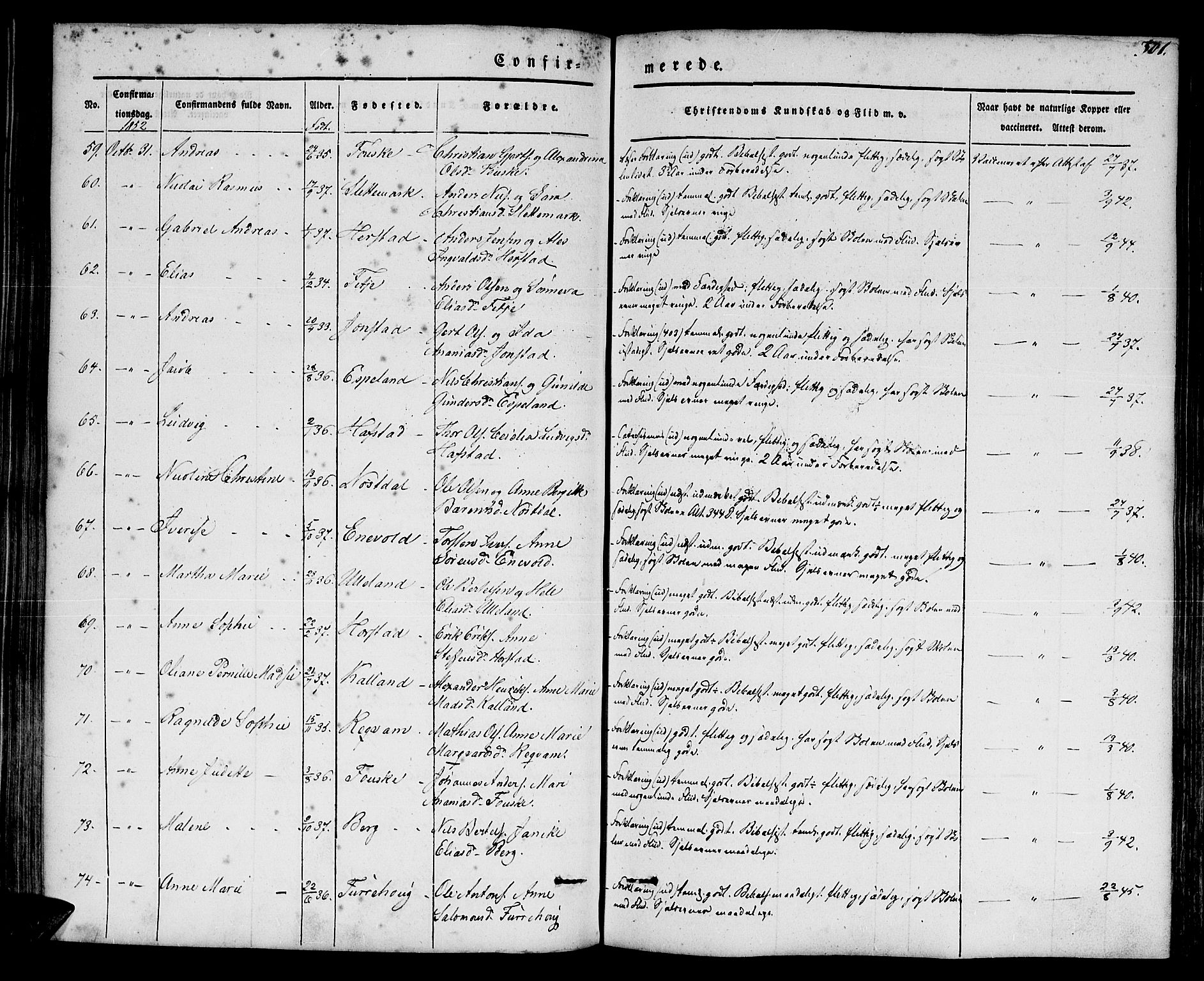 Førde sokneprestembete, AV/SAB-A-79901/H/Haa/Haaa/L0007: Parish register (official) no. A 7, 1843-1860, p. 301