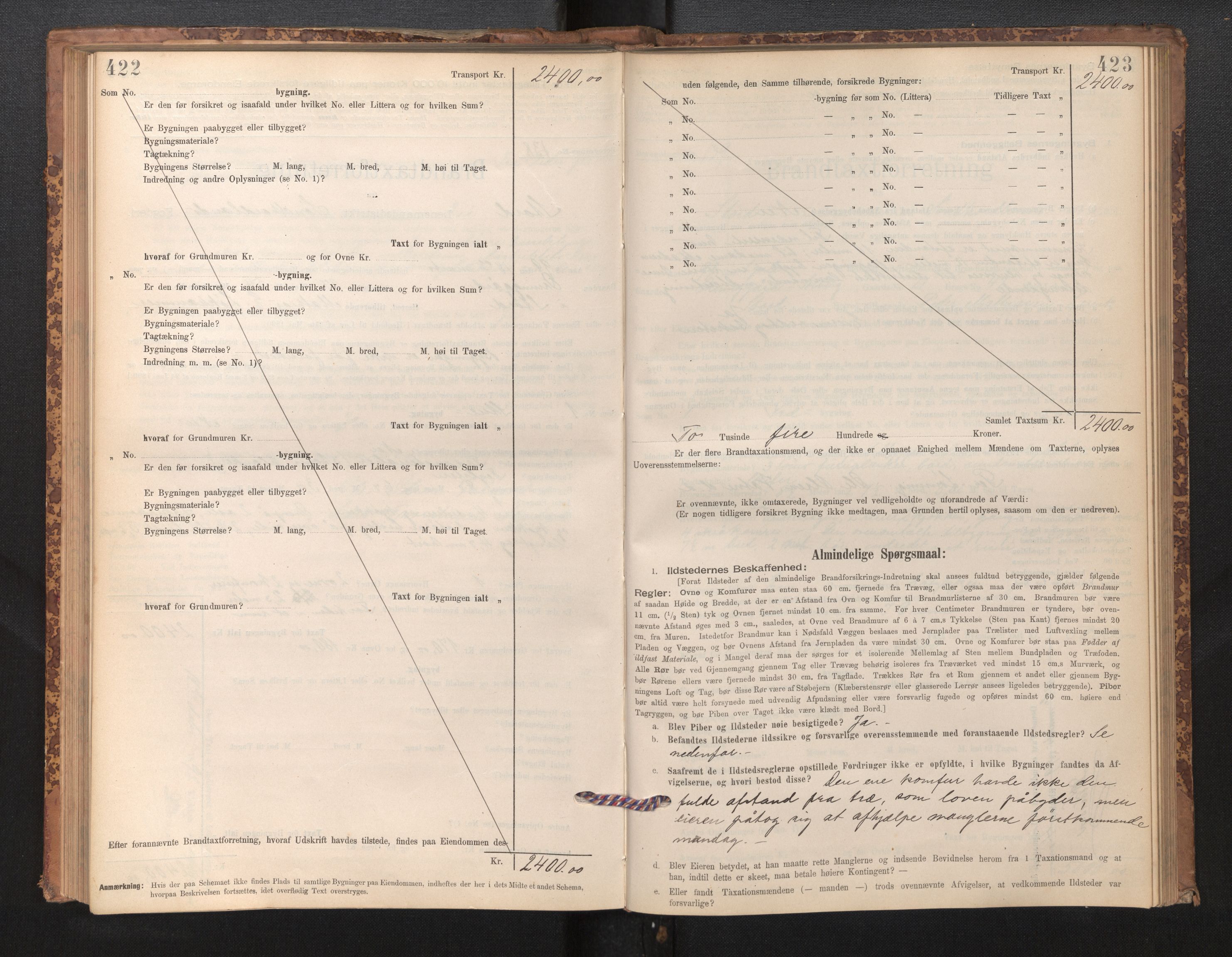 Lensmannen i Stord, AV/SAB-A-35001/0012/L0002: Branntakstprotokoll, skjematakst, 1897-1922, p. 422-423