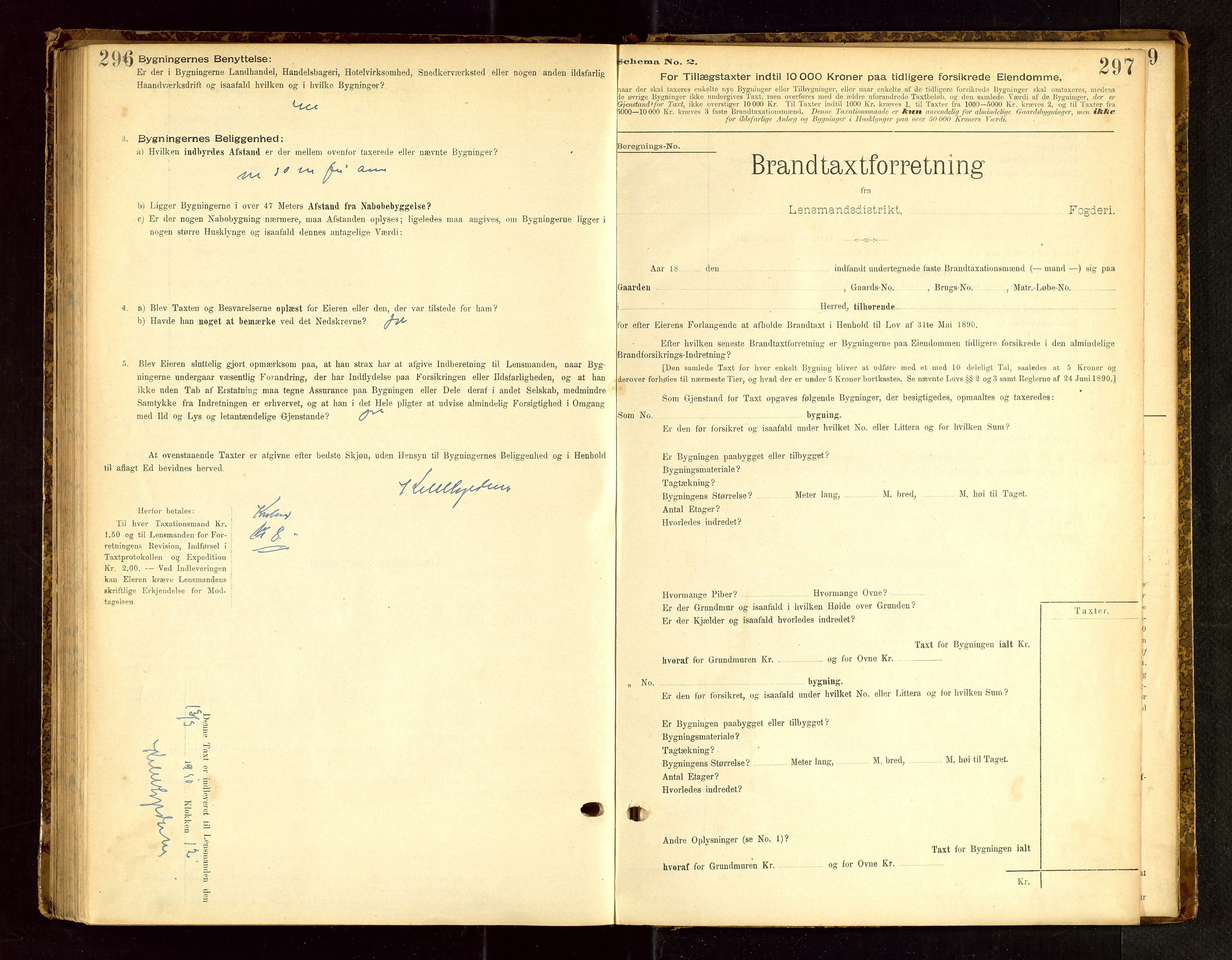 Bjerkreim lensmannskontor, SAST/A-100090/Gob/L0001: "Brandtaxationsprotokol", 1895-1950, p. 296-297