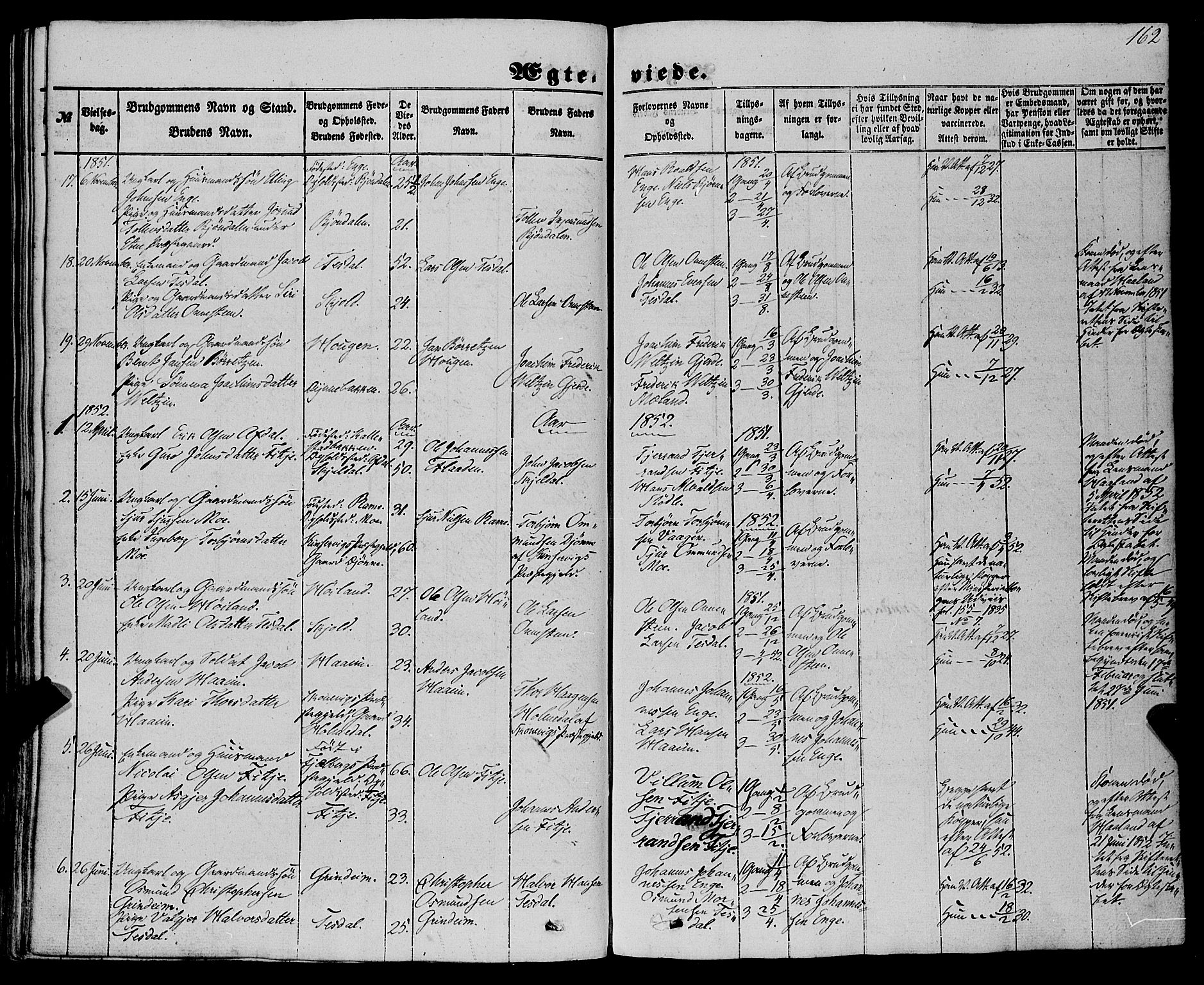 Etne sokneprestembete, AV/SAB-A-75001/H/Haa: Parish register (official) no. A 8, 1848-1862, p. 162