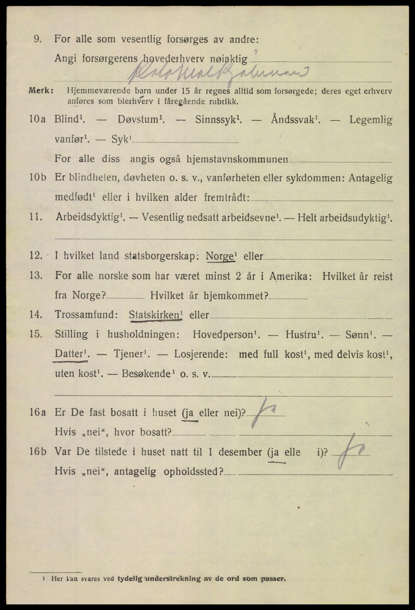 SAK, 1920 census for Arendal, 1920, p. 12439