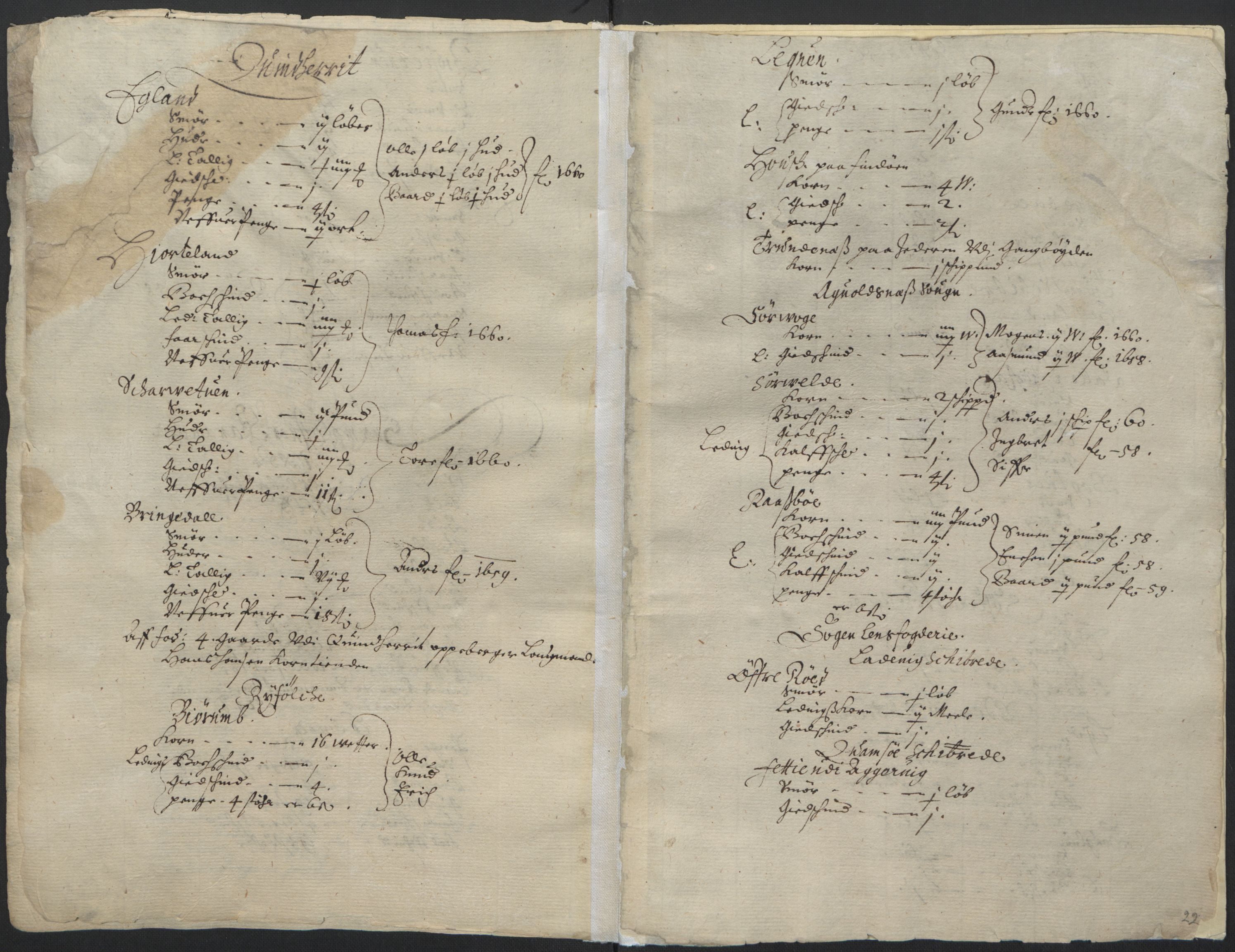 Rentekammeret inntil 1814, Realistisk ordnet avdeling, RA/EA-4070/L/L0026/0002: Bergen lagdømme: / Lyse klosters jordebok, 1661, p. 21b-22a