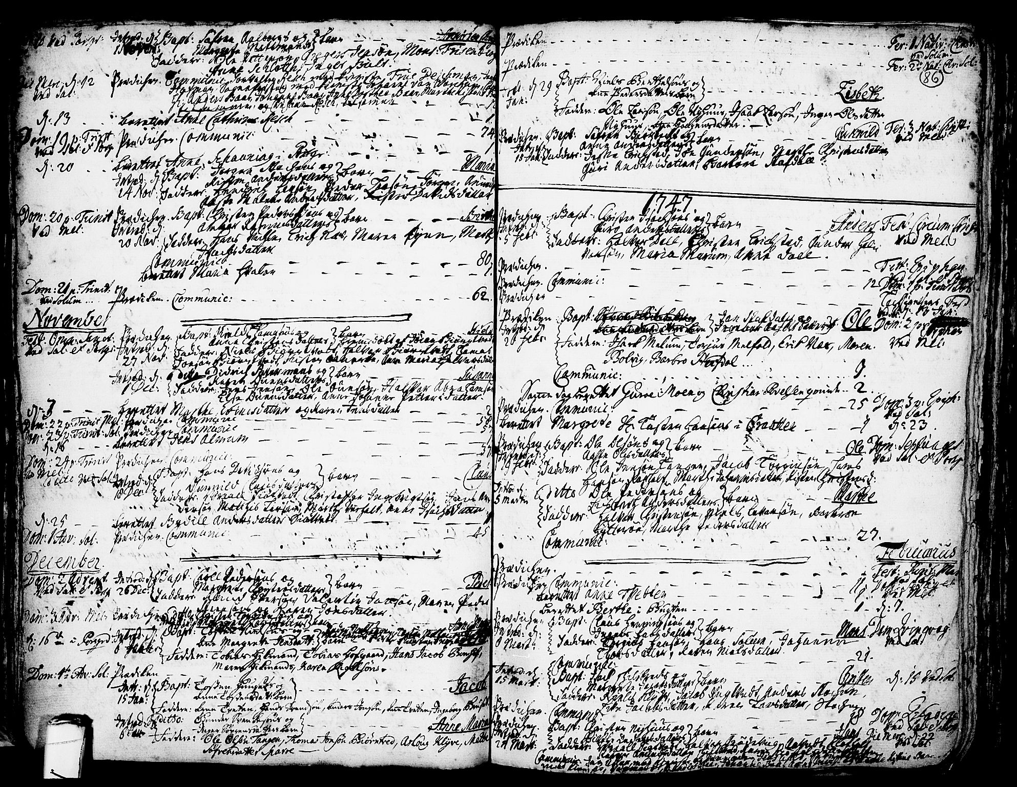 Solum kirkebøker, SAKO/A-306/F/Fa/L0002: Parish register (official) no. I 2, 1713-1761, p. 86