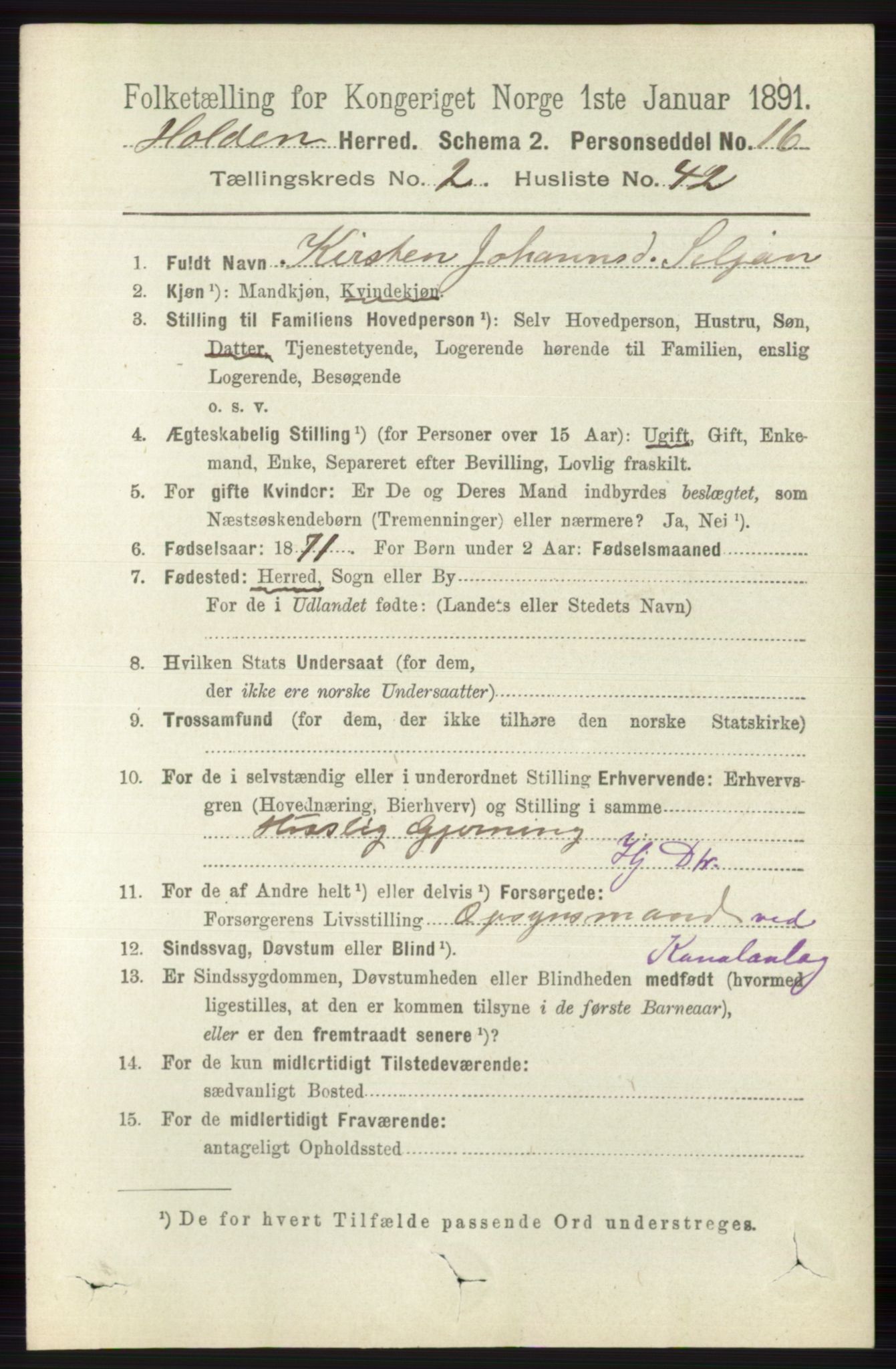 RA, 1891 census for 0819 Holla, 1891, p. 1063