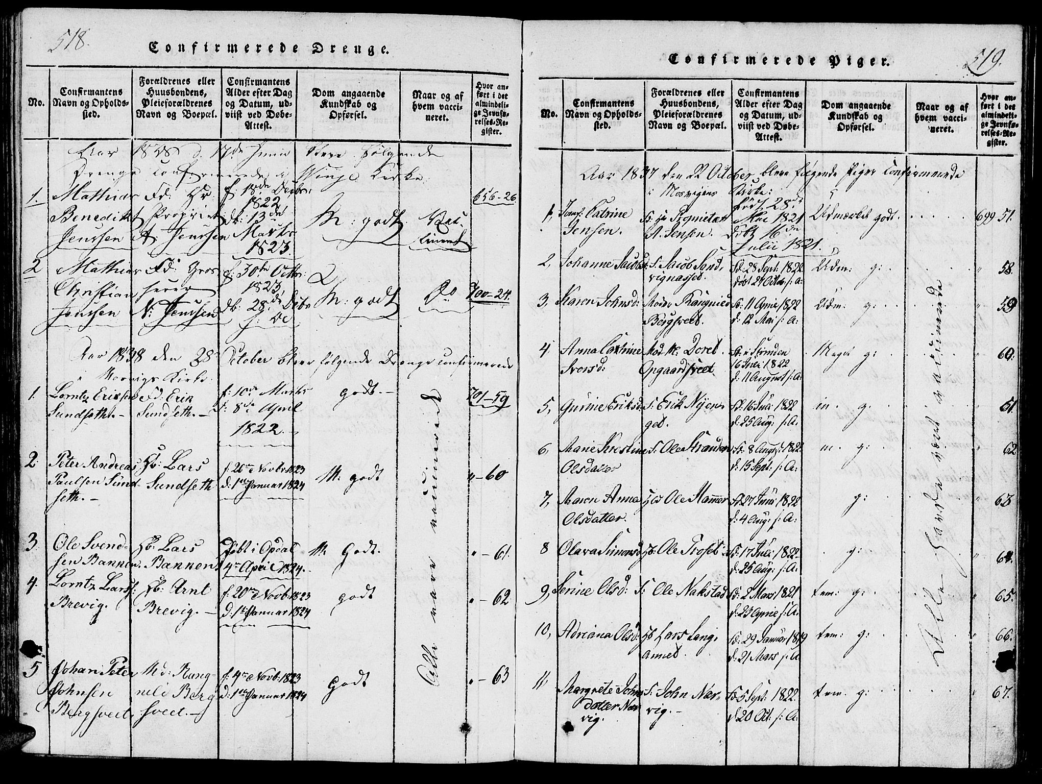 Ministerialprotokoller, klokkerbøker og fødselsregistre - Nord-Trøndelag, SAT/A-1458/733/L0322: Parish register (official) no. 733A01, 1817-1842, p. 518-519